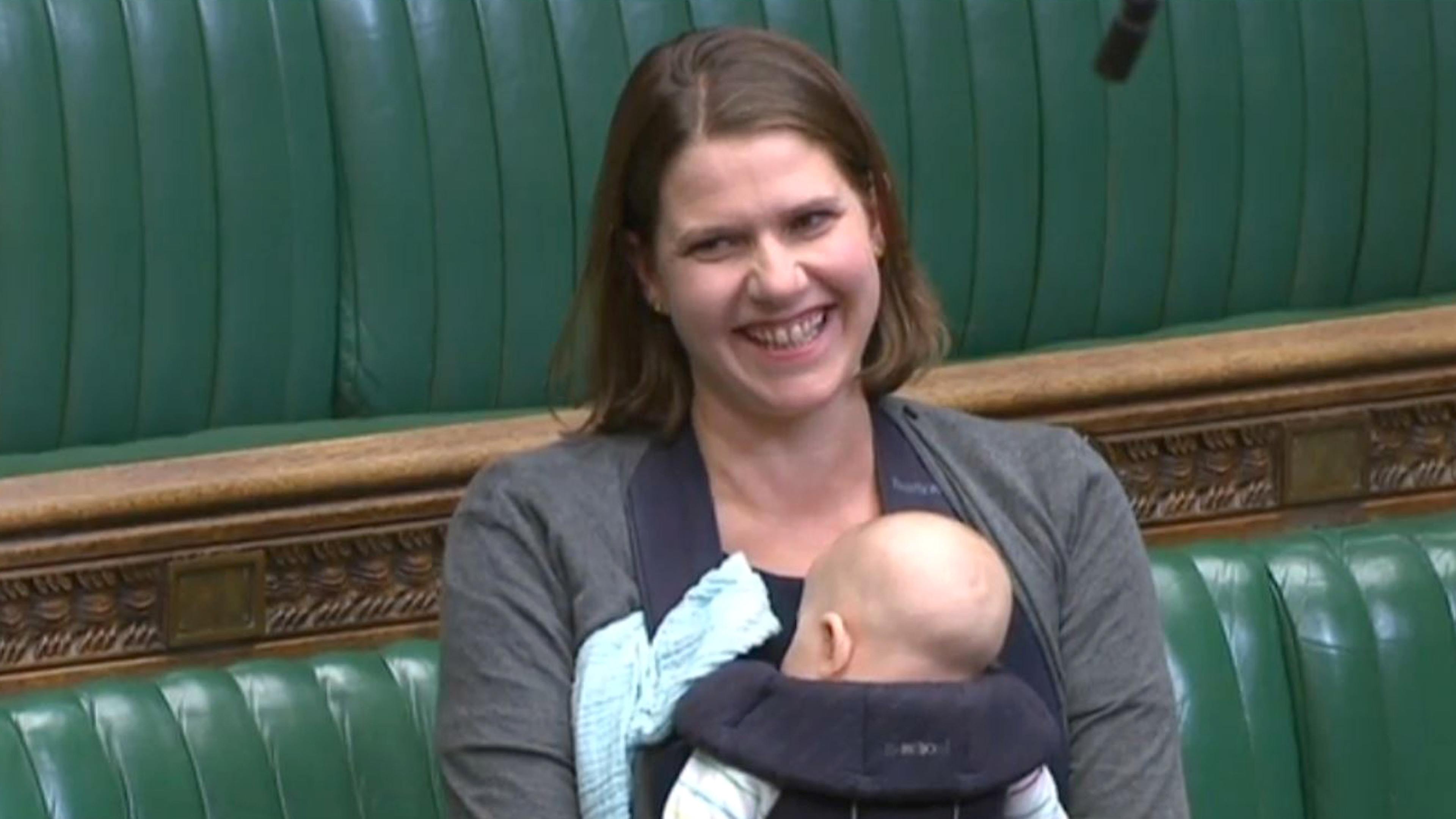 Jo Swinson and 11-week-old Gabriel