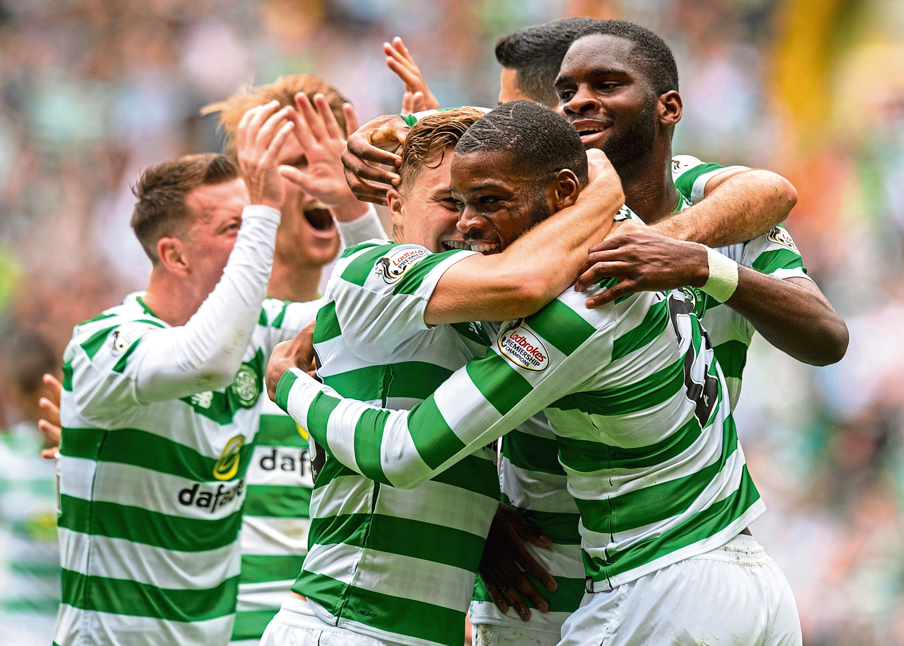 Celtic's Olivier Ntcham celebrates his goal with team-mates