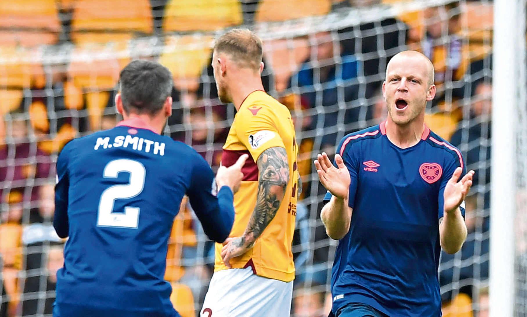 Hearts striker Steven Naismith celebrates scoring (SNS Group)