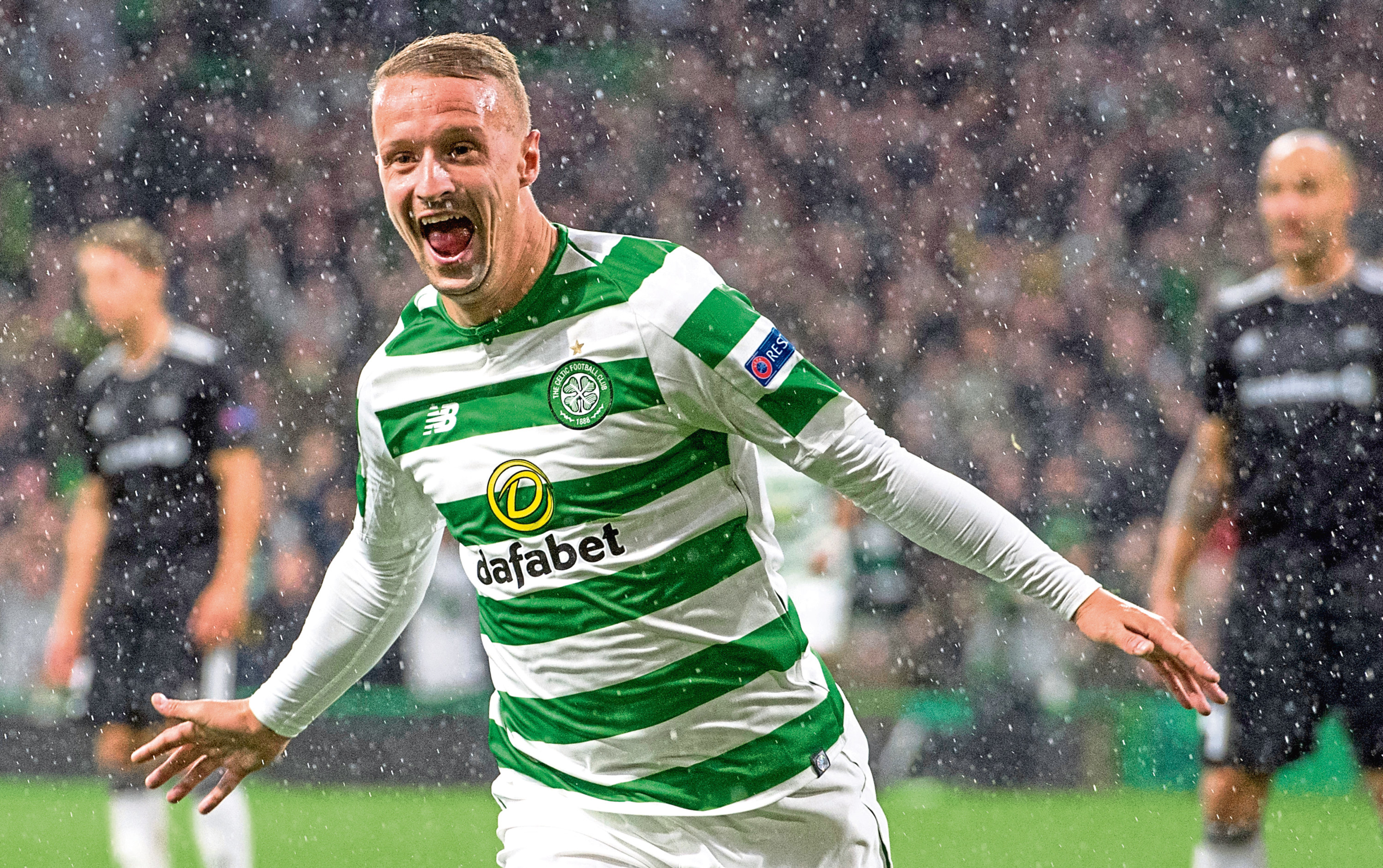 Celtic's Leigh Griffiths celebrates his late goal against Rosenborg (SNS Group)