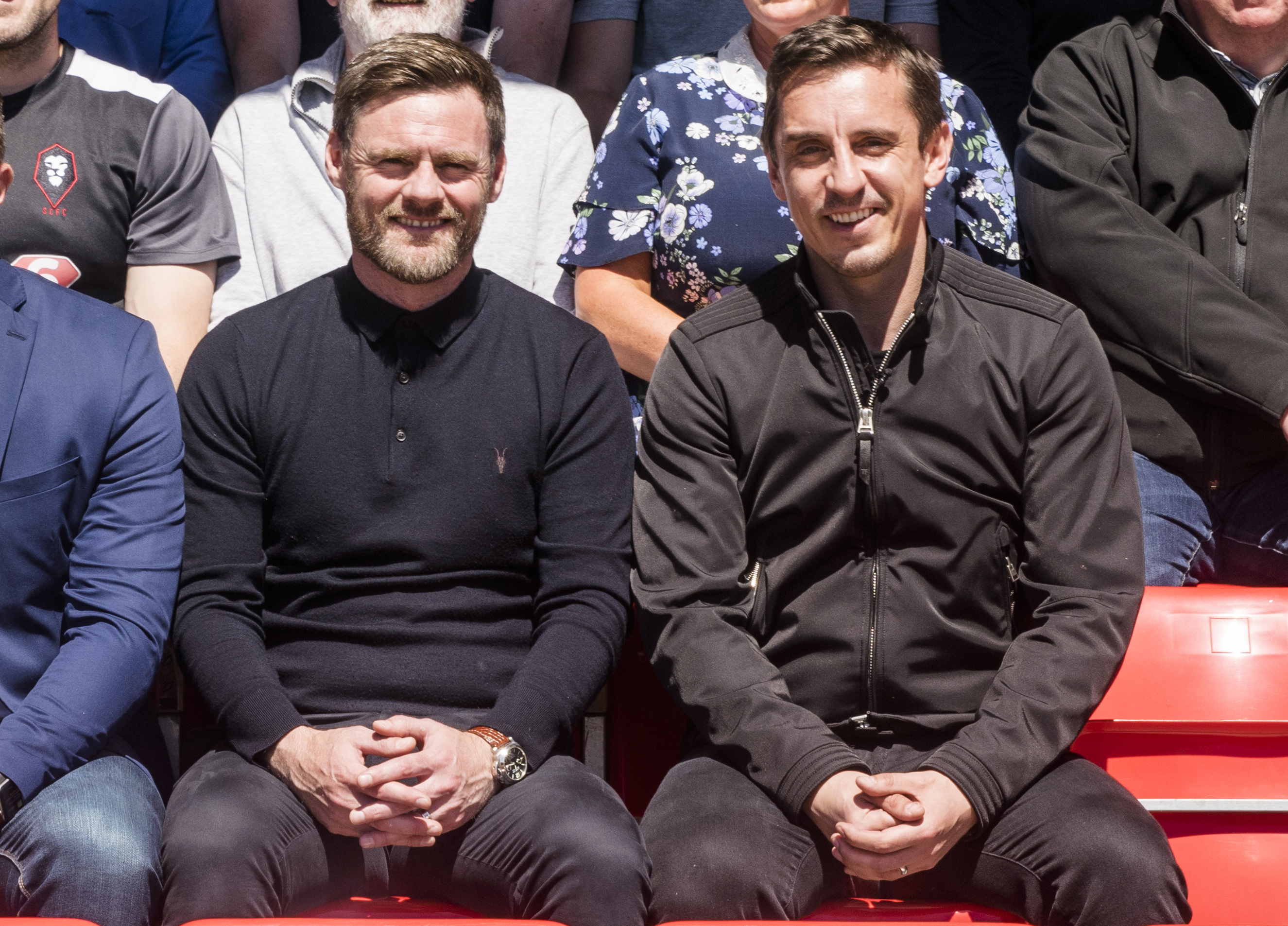 Graham Alexander with Gary Neville (Charlotte Tattersall / Salford City)