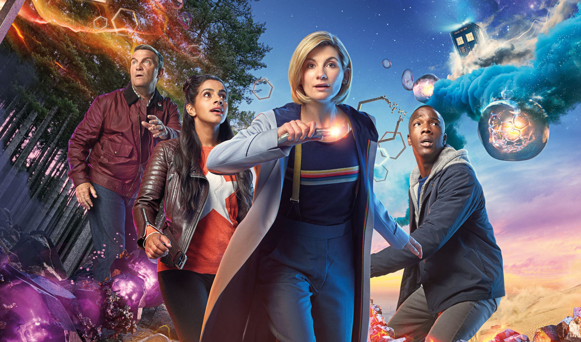 Jodie Whittaker as The Doctor with (left to right) Bradley Walsh as Graham, Mandip Gill as Yaz and Tosin Cole as Ryan (Henrik Knudsen/BBC/PA Wire)