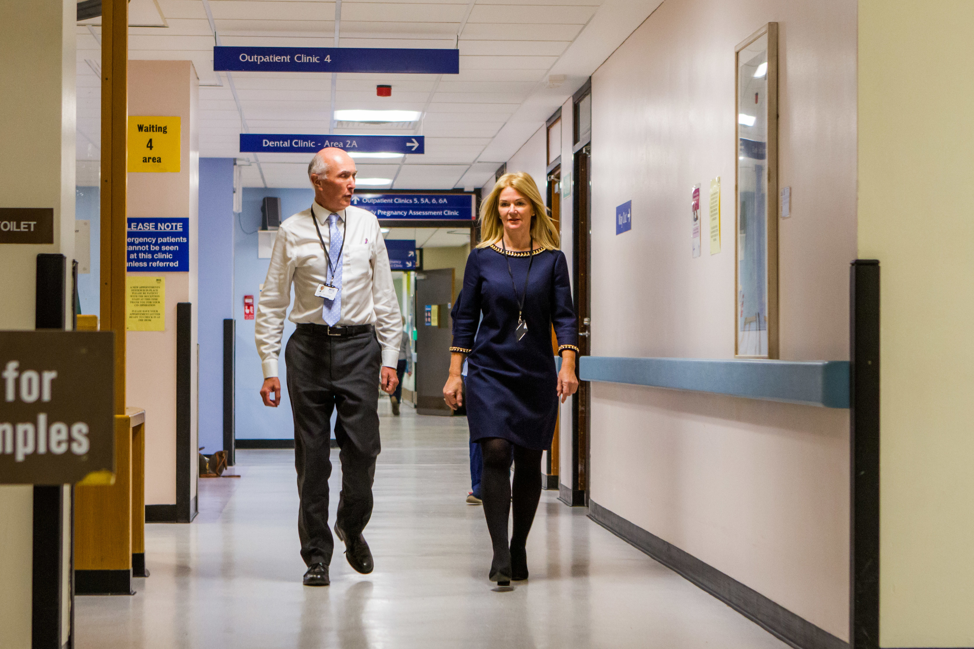 NHS Tayside Chairman Professor John Connell and NHS Tayside Chief Executive Lesley McLay at Ninewells Hospital.