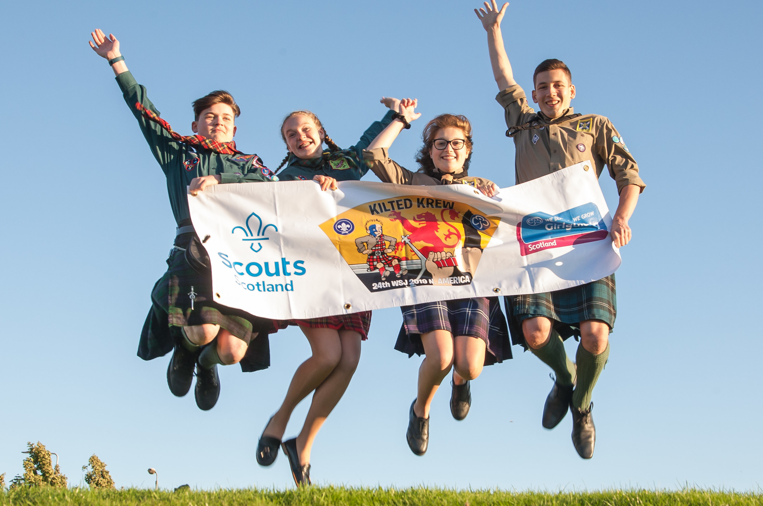 Scouts Mark Allen, Abbie Porter, Eva Welsh, and Fraser O'Brien at the launch (Tina Norris)