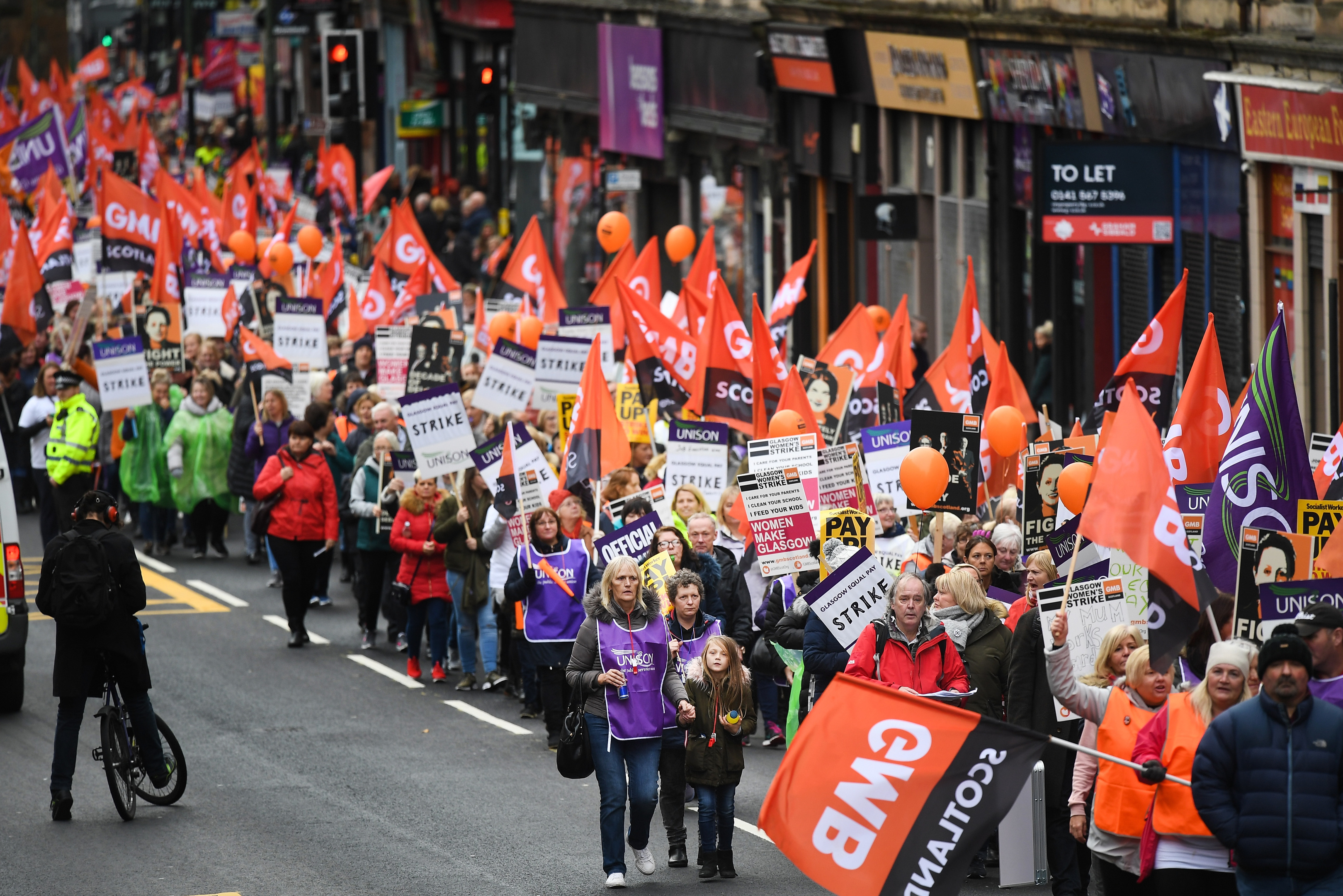 March for equal pay for Glasgow council workers earlier this week (Jeff J Mitchell / Getty Images)