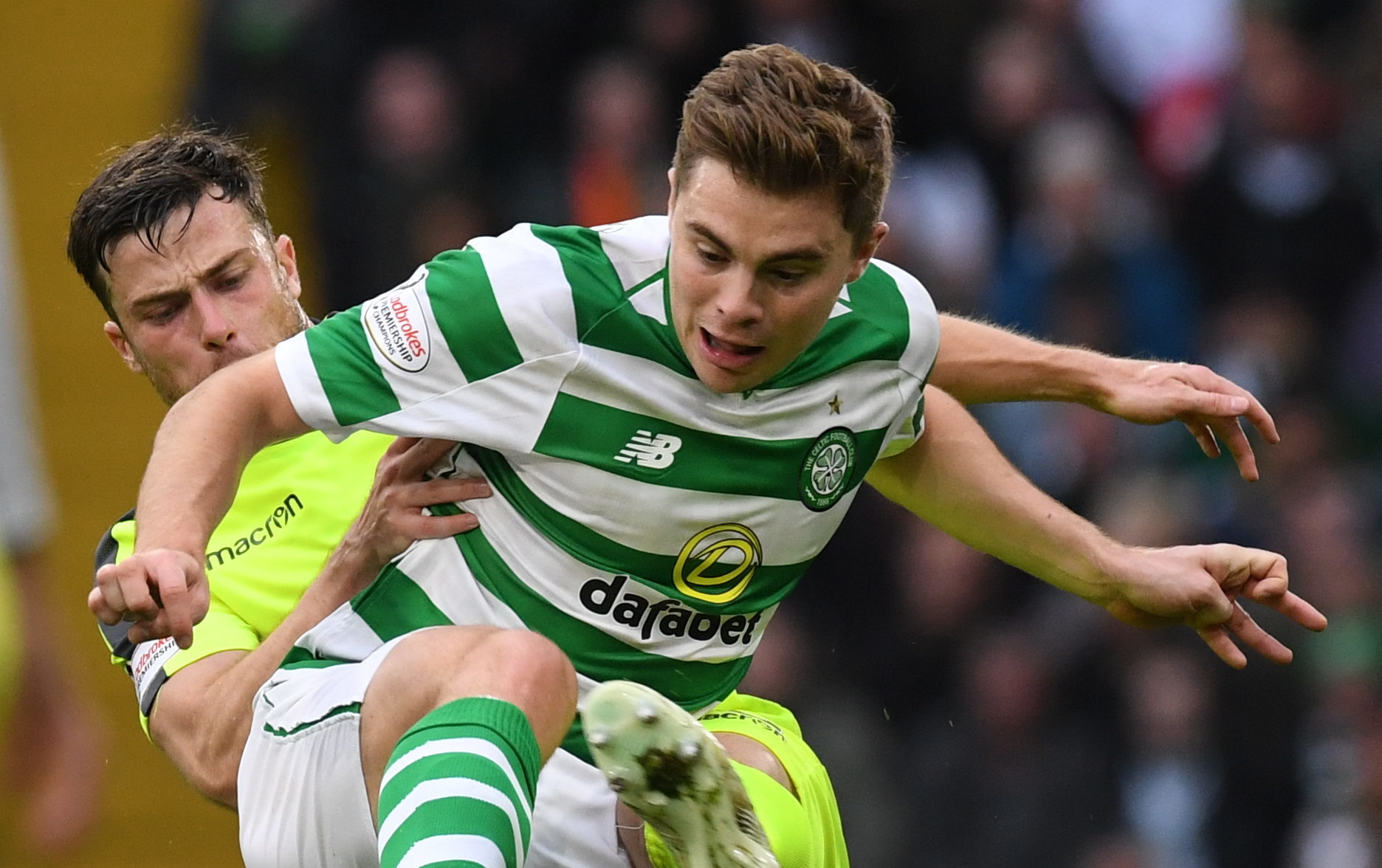Celtic's James Forrest (right) is keen to be back in the action (SNS Group)