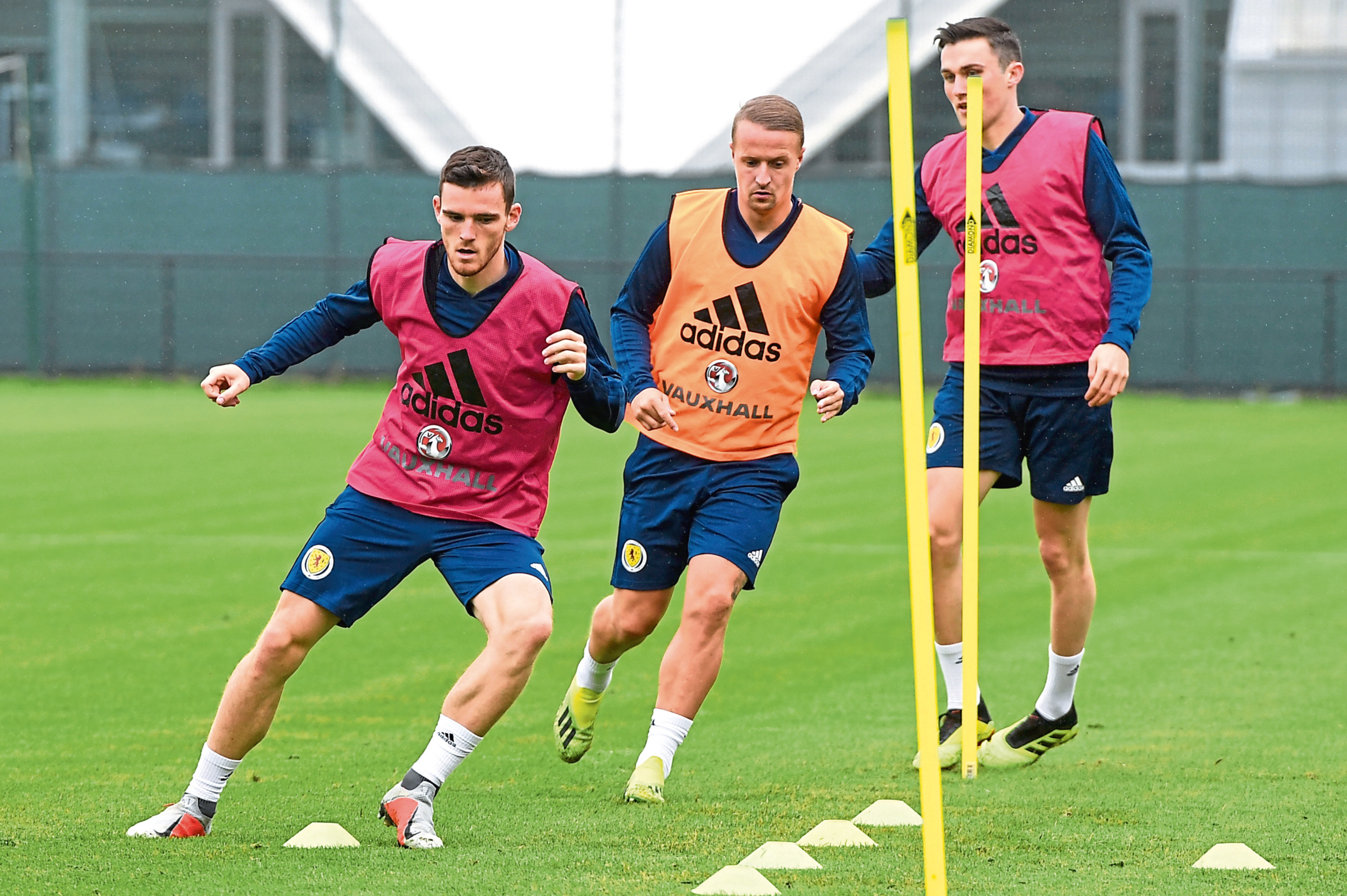 Leigh Griffiths training with the Scotland squad – something the Celtic striker did not feel inclined to do over the past week (SNS Group)