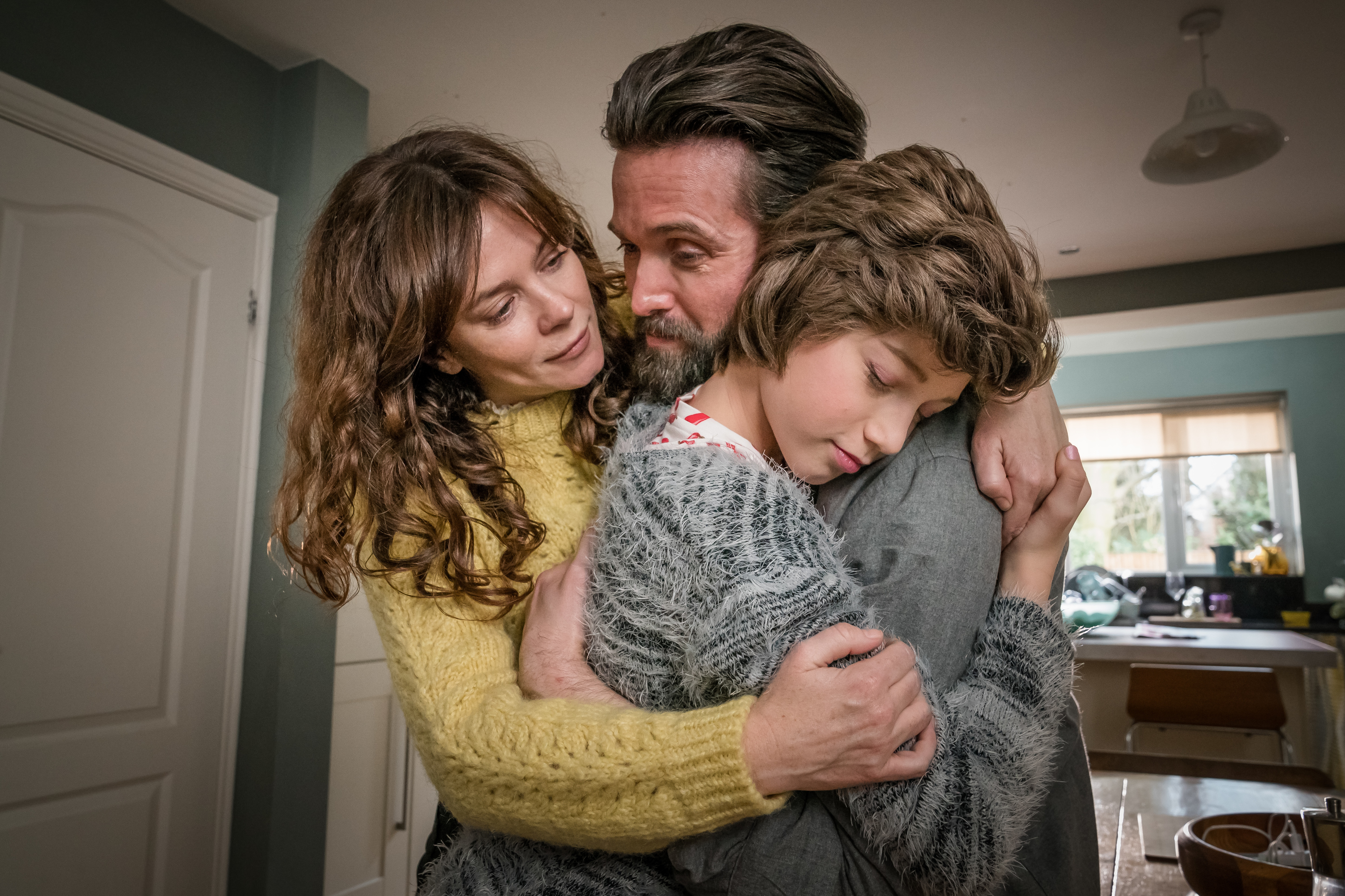 Emmett J Scanlan with Anna Friel and Callum Booth-Ford in Butterfly (ITV)