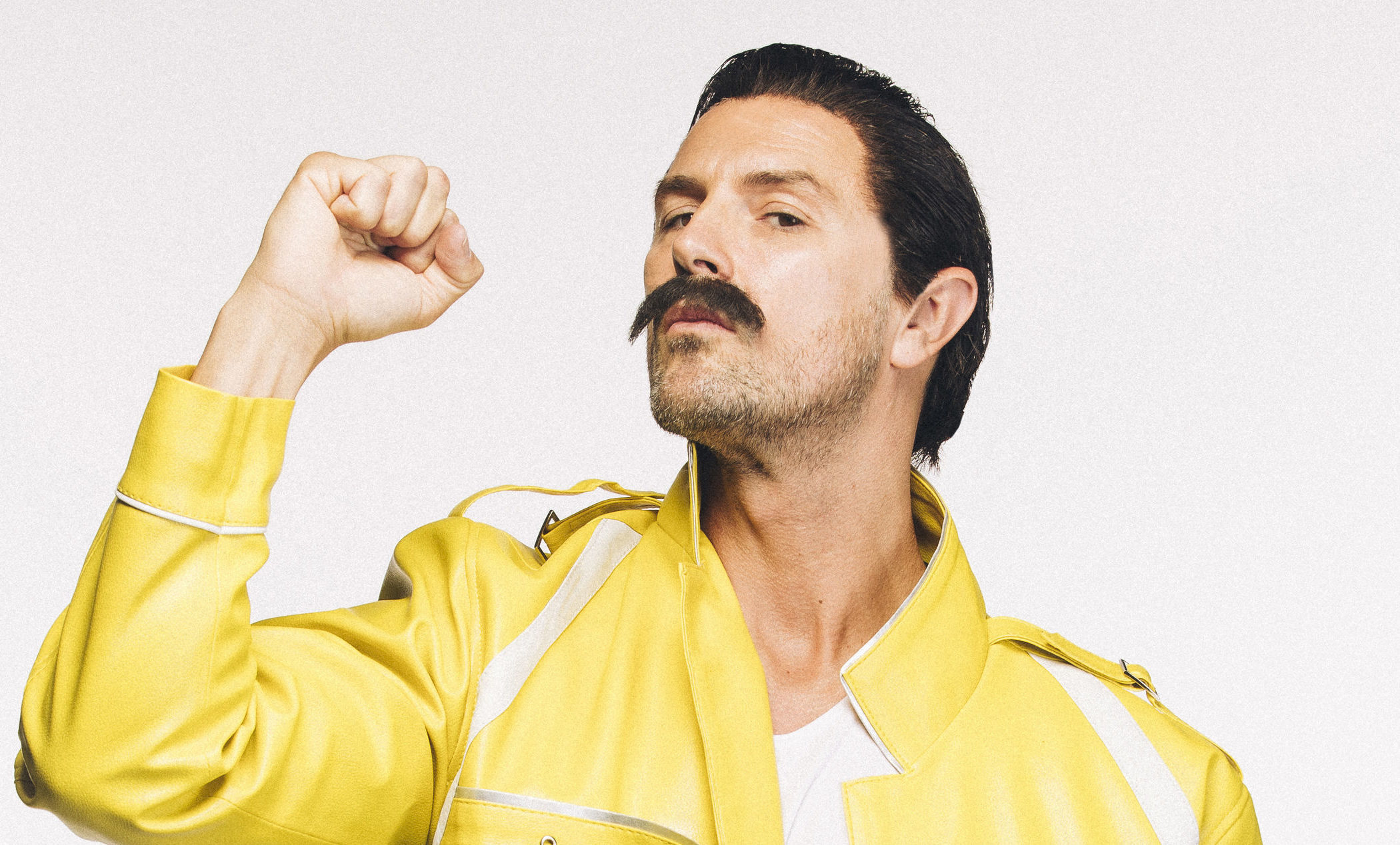 Paddy McGuiness recreating Freddie Mercury's moustache (Tom Dymond 
/ Movember)