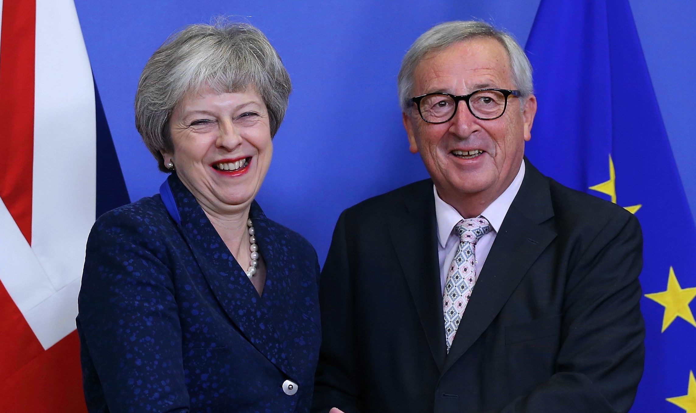 European Commission President Jean-Claude Juncker, welcomes  Theresa May in Brussels yesterday (Dursun Aydemir/Anadolu Agency/Getty Images)