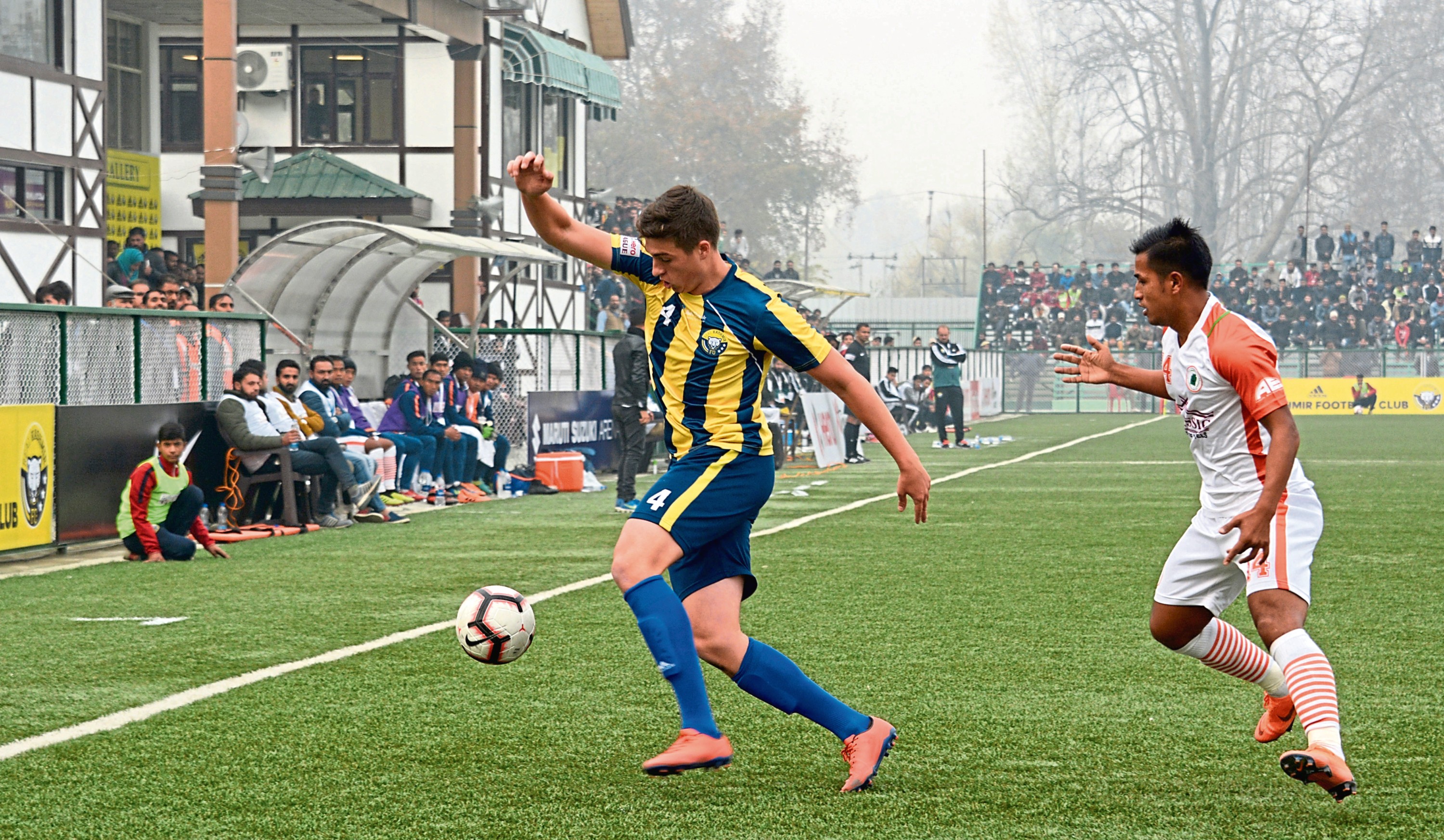 Mason Robertson in action on his debut for Real Kashmir (Umar Ganie)