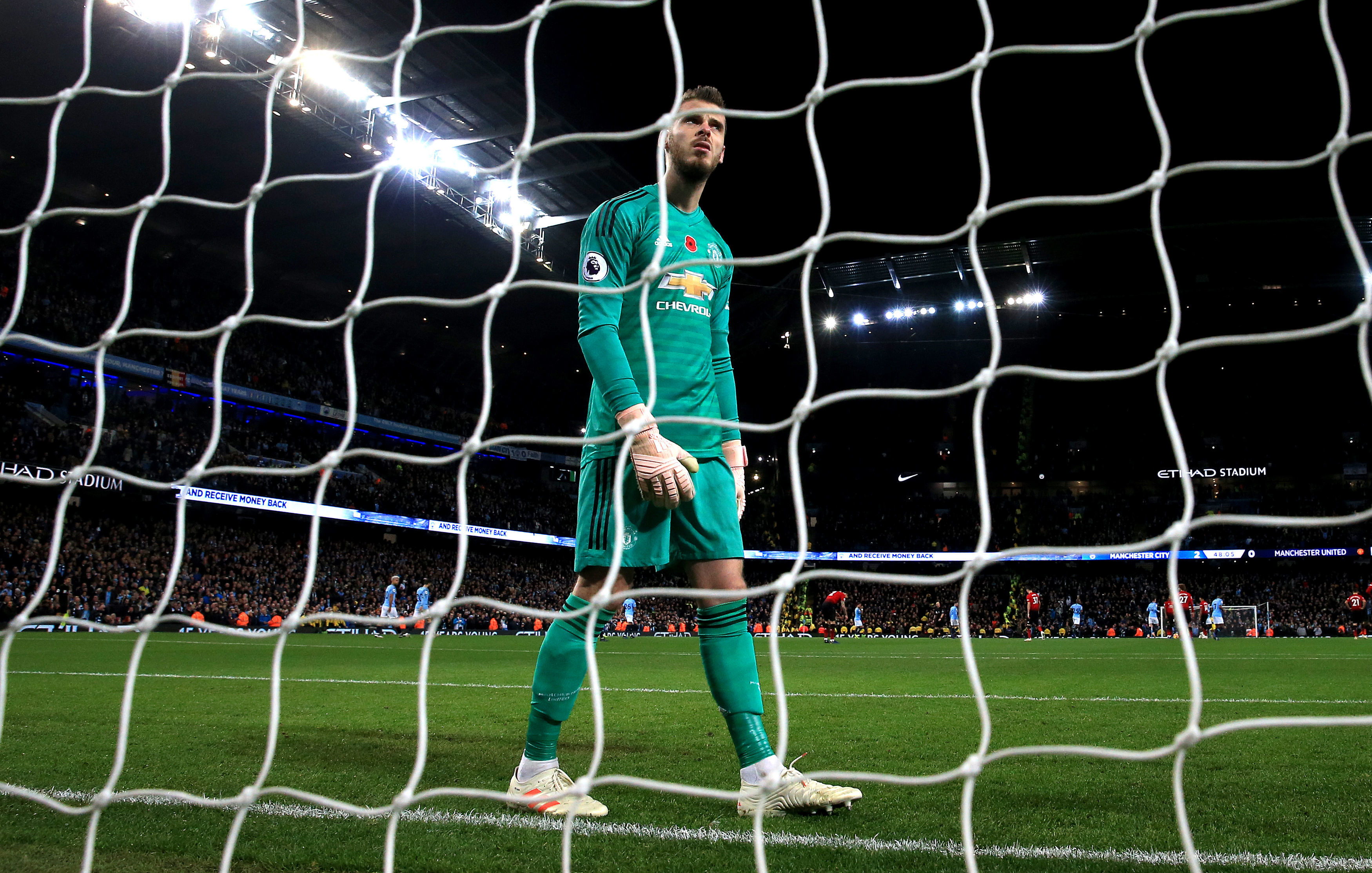 David De Gea is left dejected at the Etihad (Nick Potts/PA Wire)