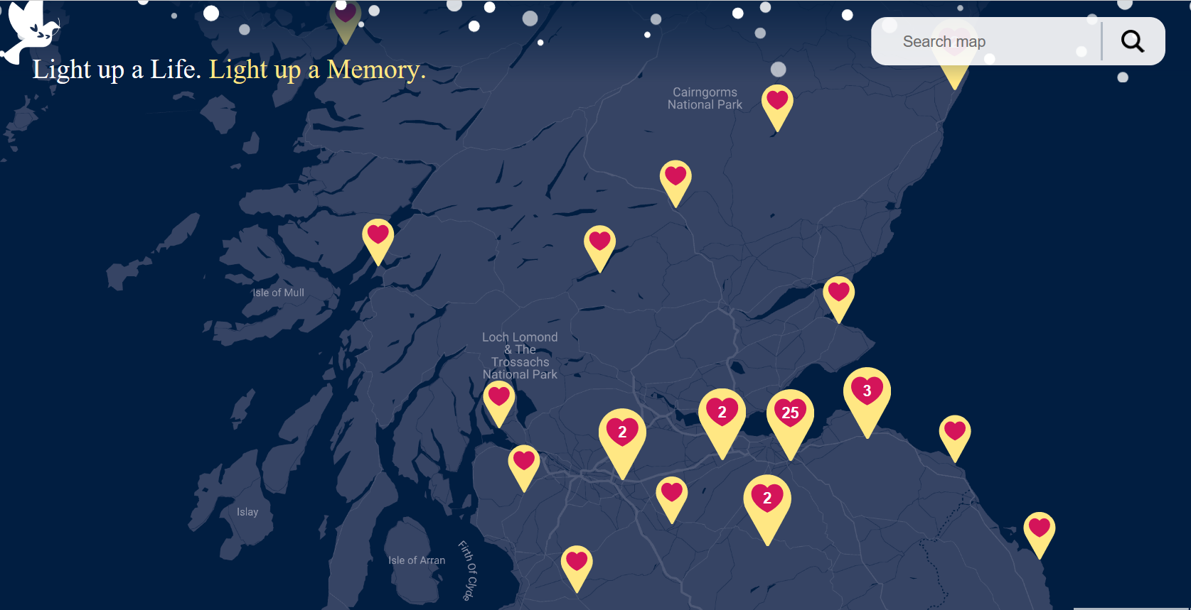 Memories left by loved ones of family and friends across Scotland. (lightupamemory.com)