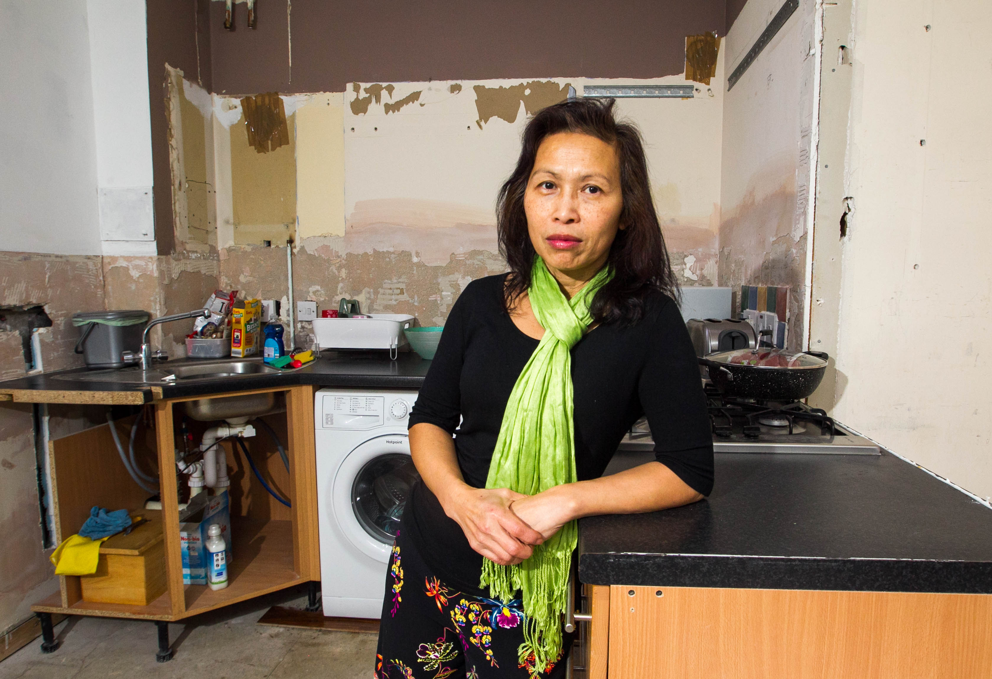 Sriwong Taylor has had her kitchen cancelled after it was half built. (Chris Austin)