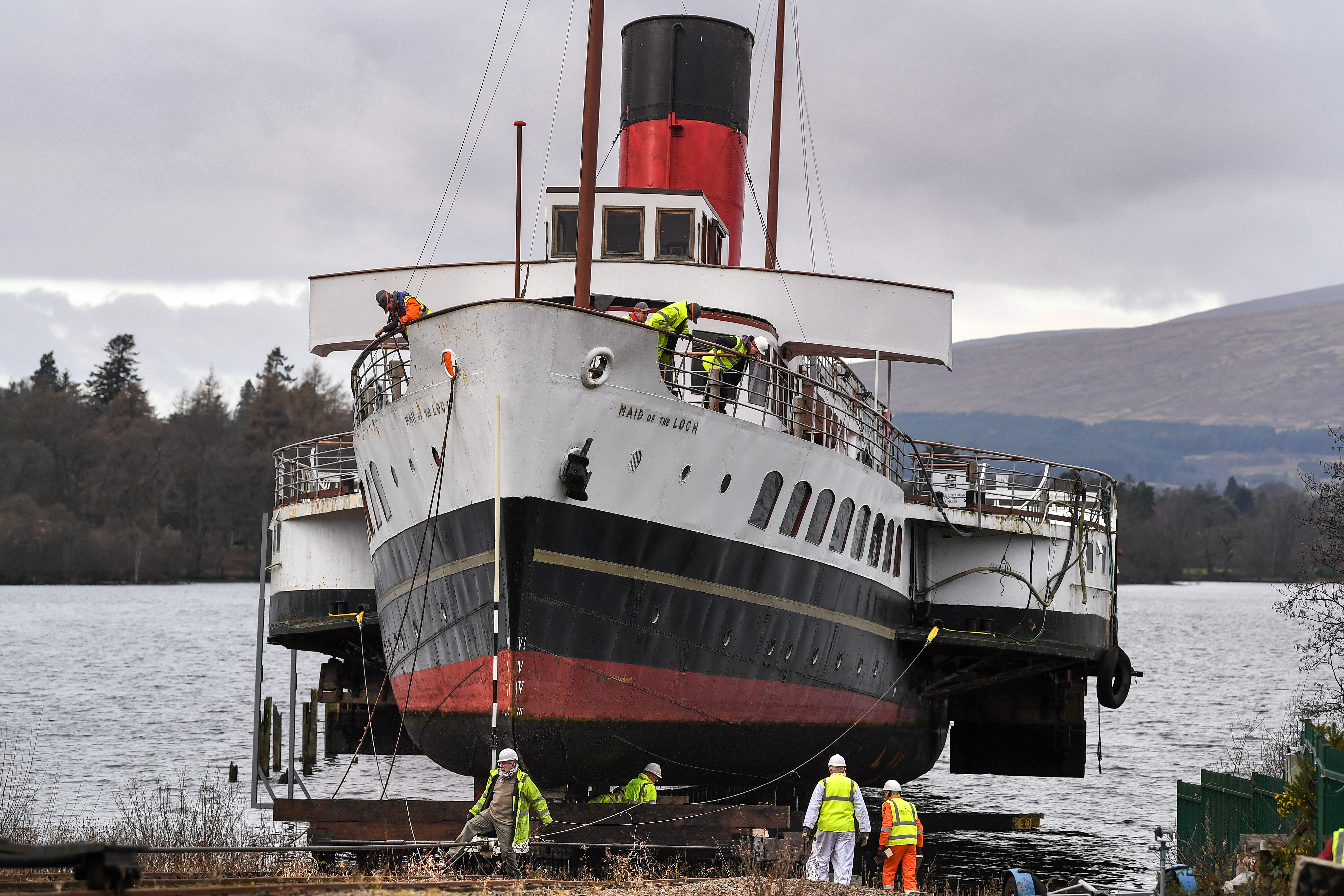 Maid of the Loch being pulled out of the water (Jeff J Mitchell/Getty Images)