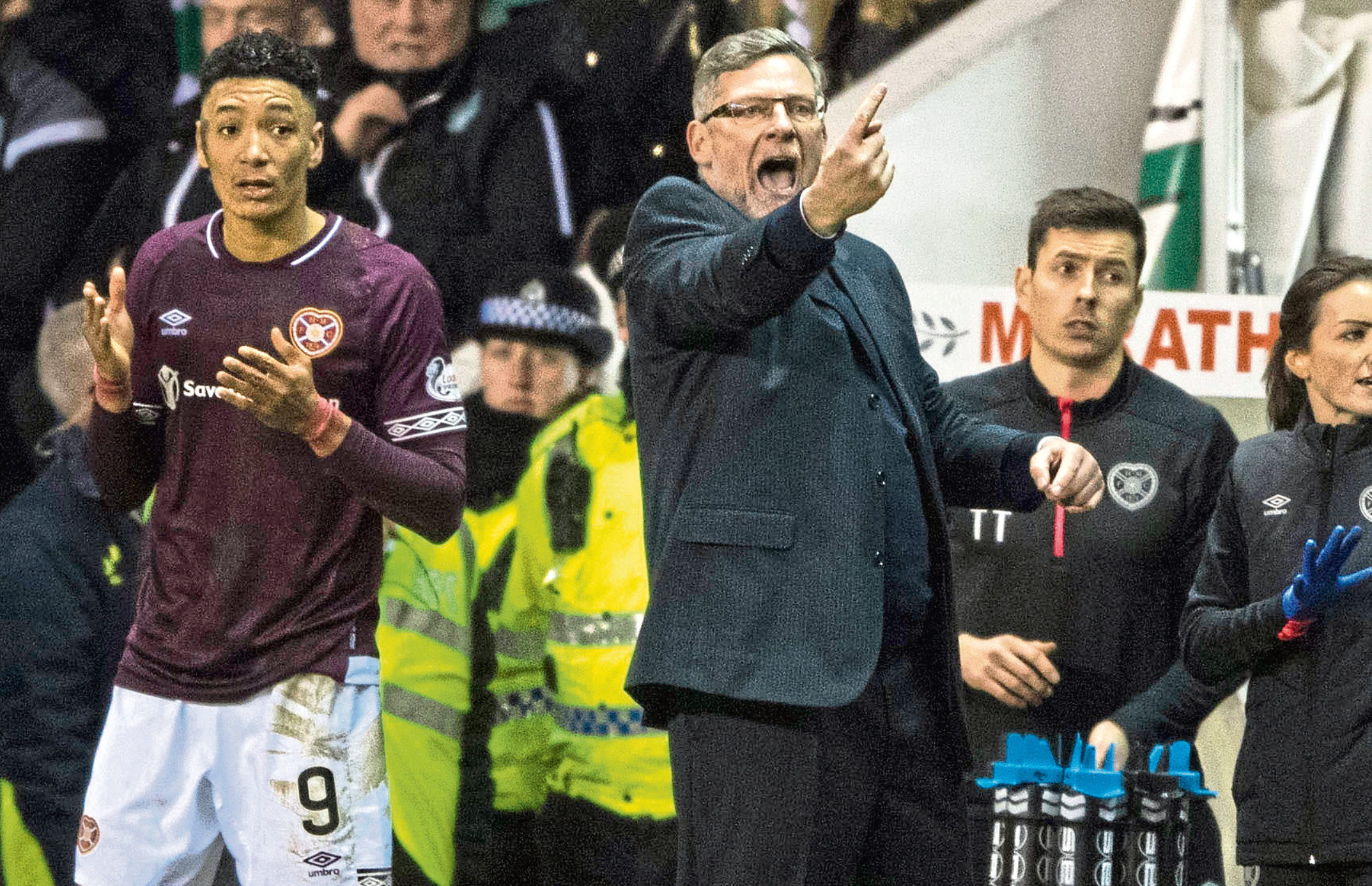 Hearts manager Craig Levein on the touchline