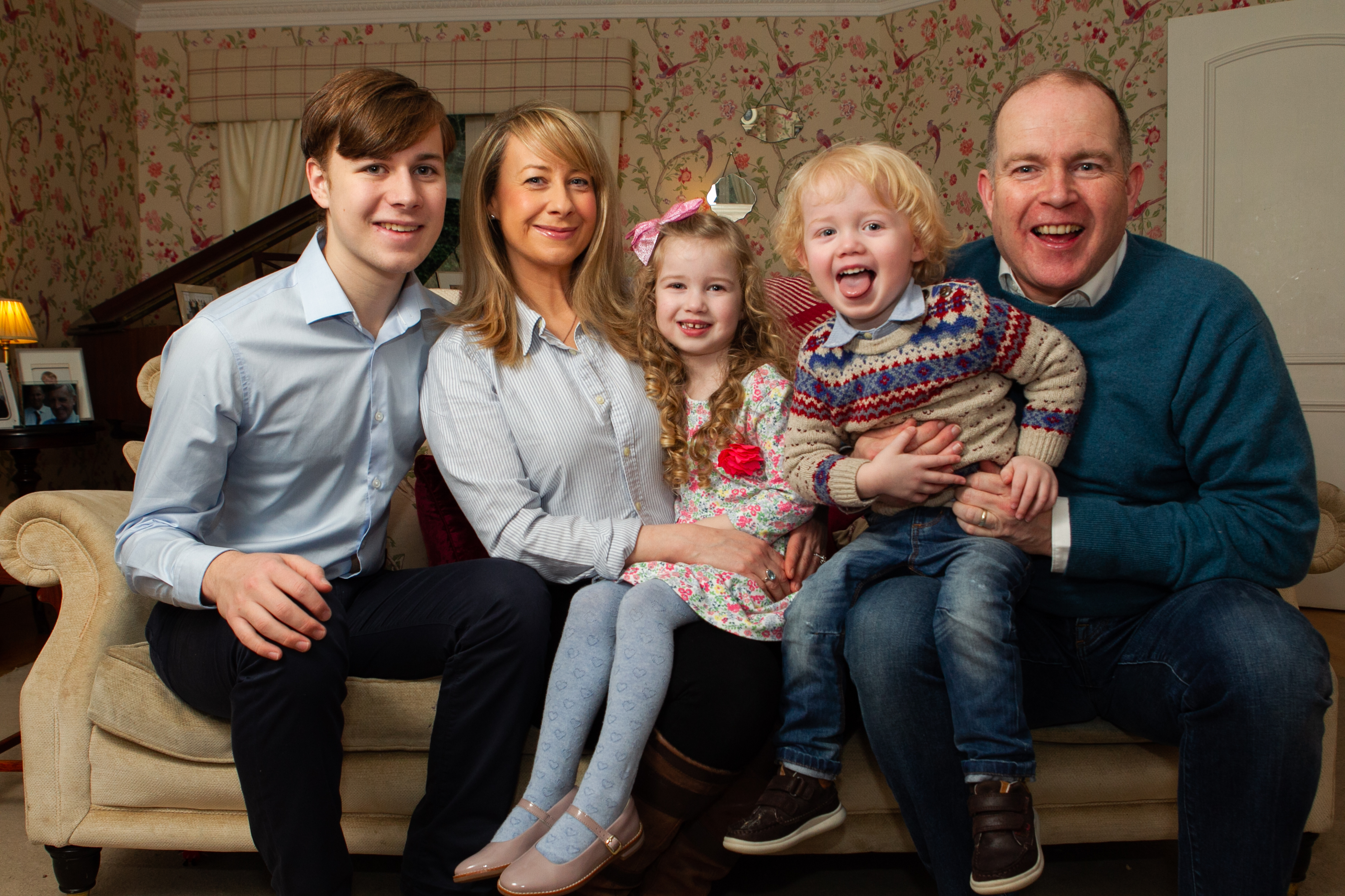 The Dickson family, mother and father Kirsteen and Steve, and children Hamish (16), Millie (4) and Alfie (2). (Andrew Cawley)