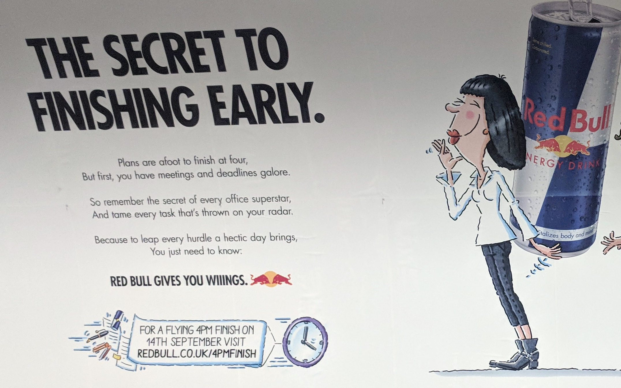 An ad for Red Bull suggesting that the energy drink could help workers to achieve a 4pm finish (ASA/PA Wire)