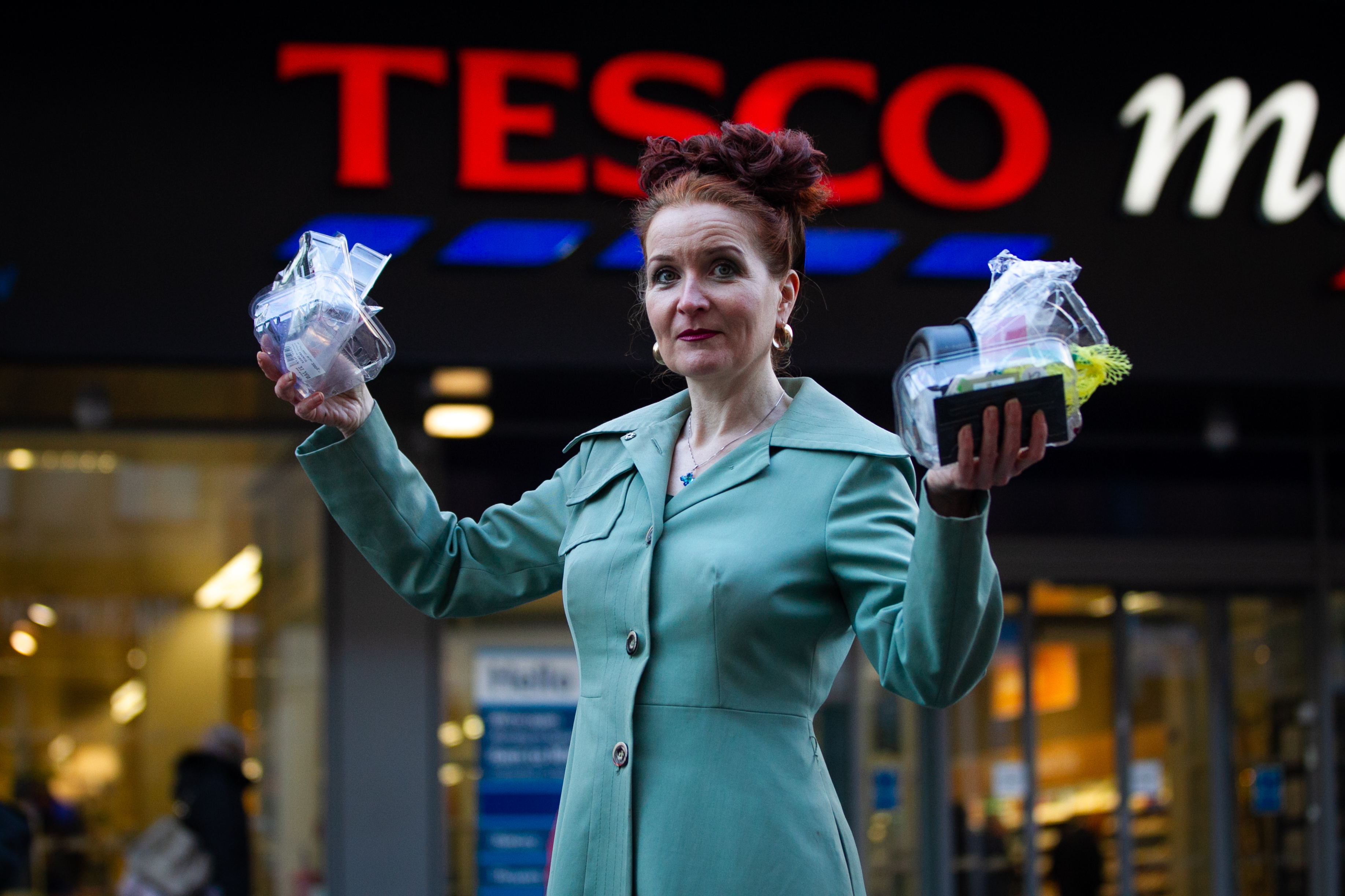 Madeline Warren, takes back plastic packaging to Tesco (and other supermarkets) after she has bought it (Andrew Cawley / DCT Media)