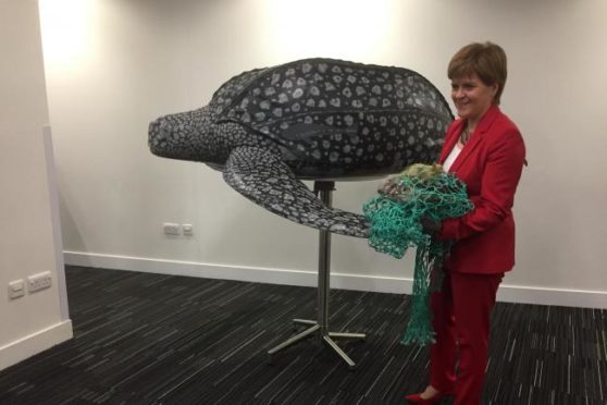 First Minister Nicola Sturgeon at the International Marine Conference in Glasgow today.
