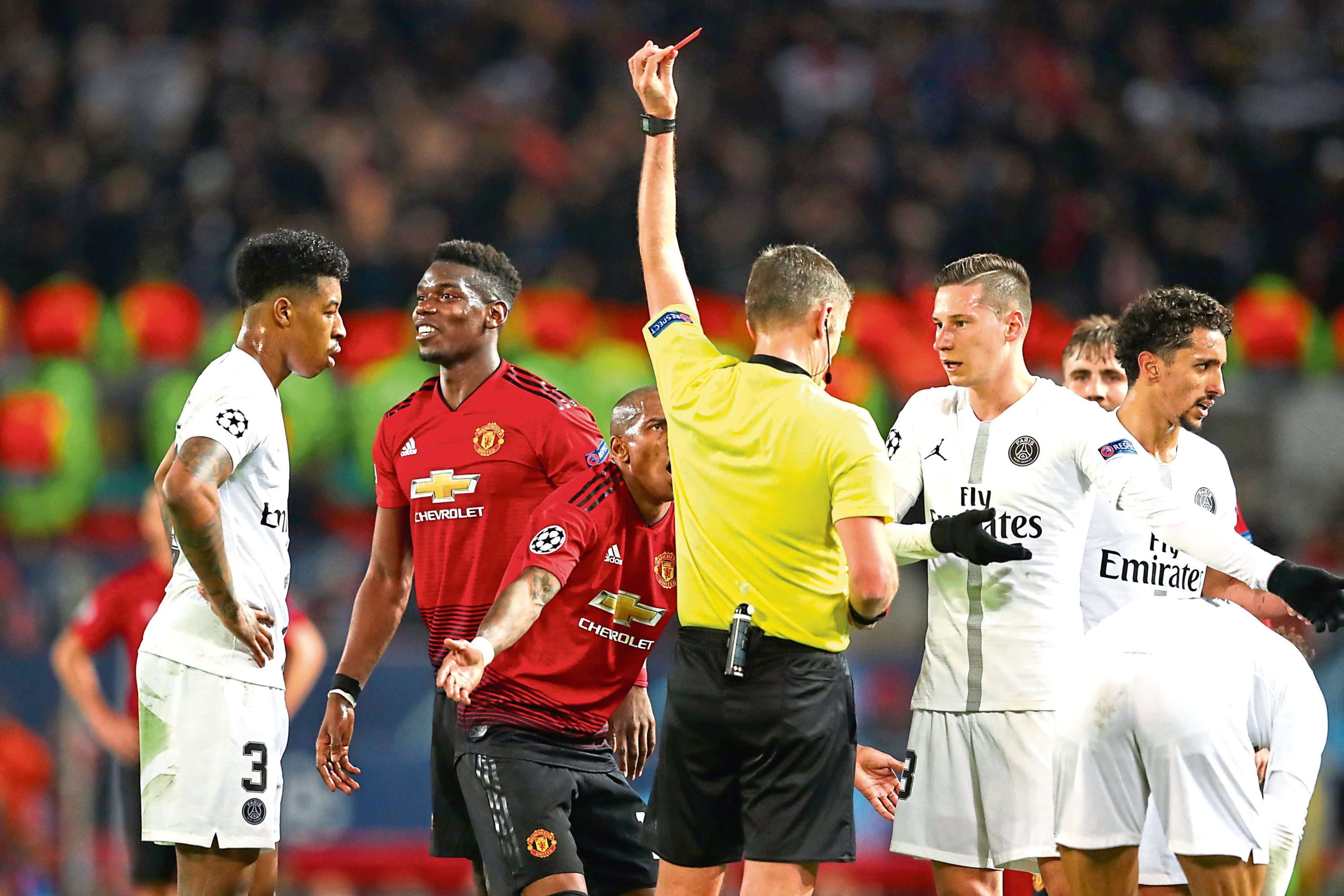 Paul Pogba sees red in the Champion's League