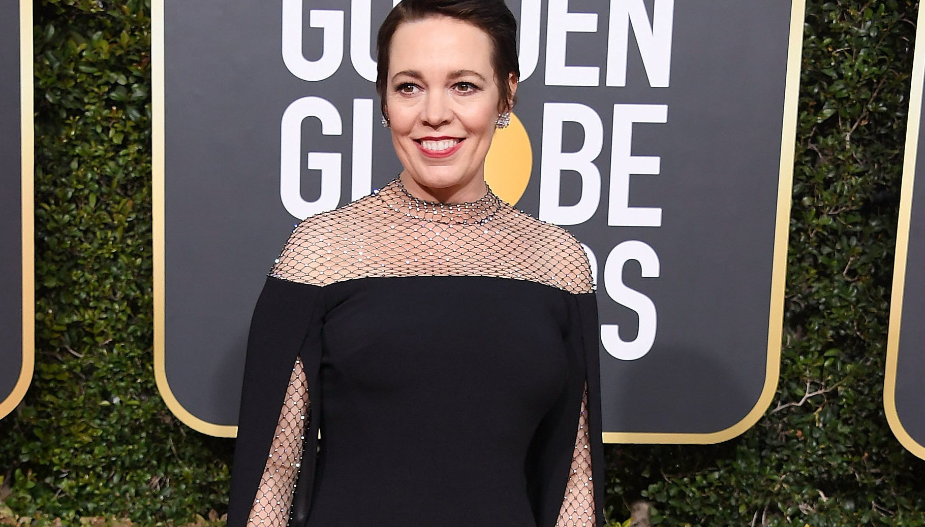 Olivia Colman arrives at the 76th Annual Golden Globe Awards at The Beverly Hilton Hotel.