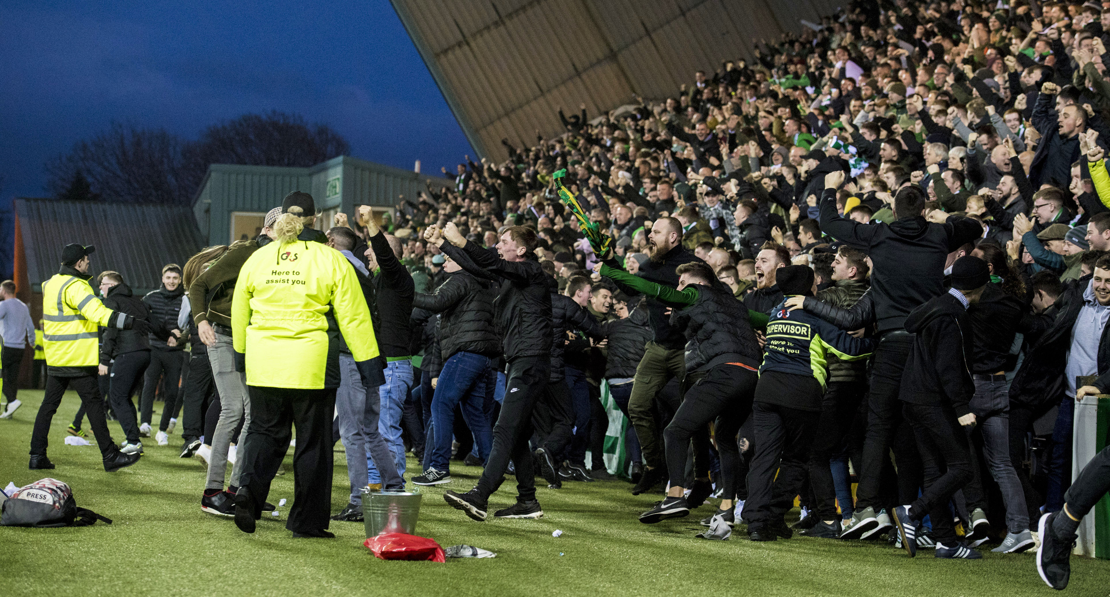 Celtic fans celebrate Scott Browns late goal