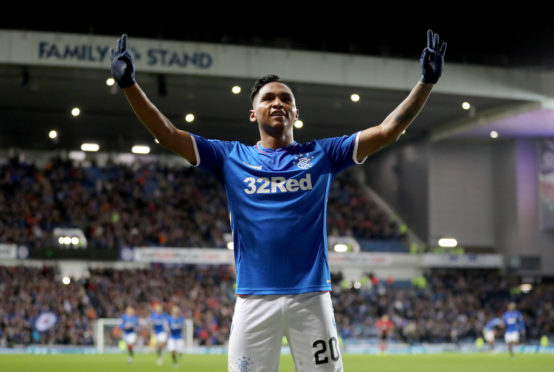 Rangers' Alfredo Morelos celebrates