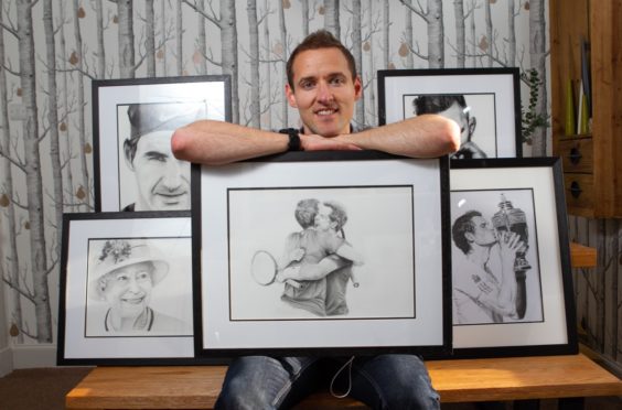 Artist Stuart Scott with his creations.