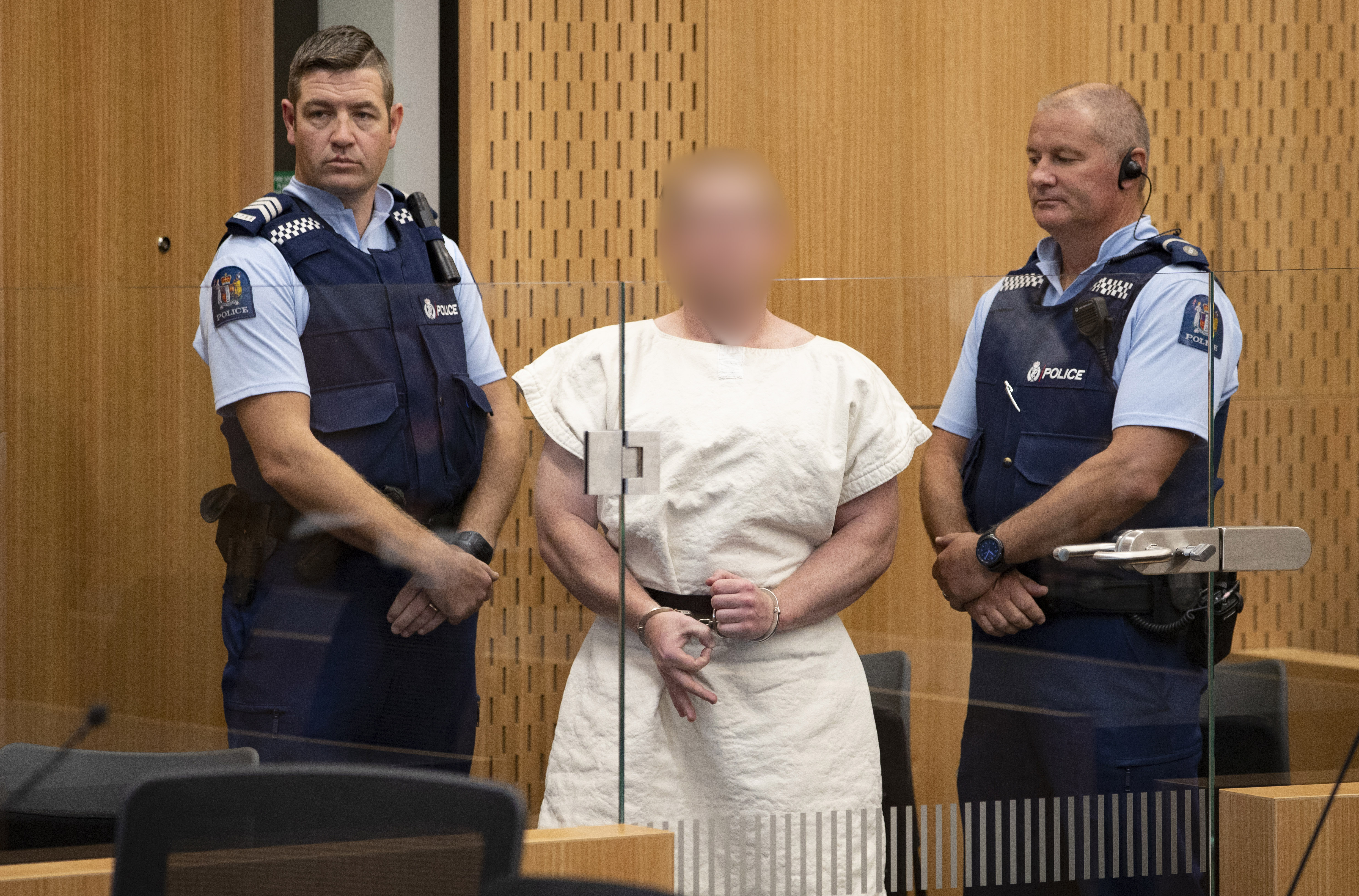 The man charged in relation to the Christchurch massacre in the dock