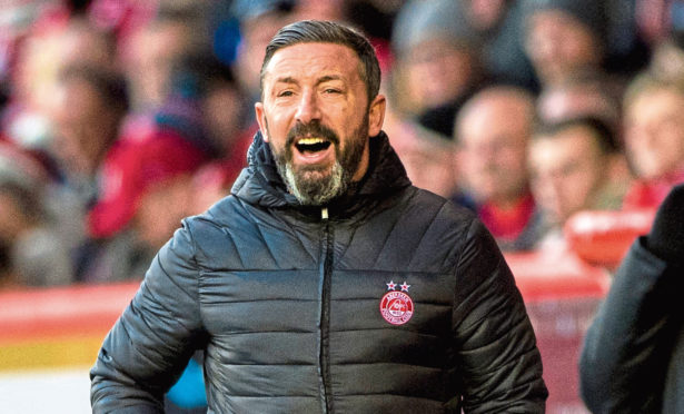 Aberdeen manager Derek McInnes on the touchline