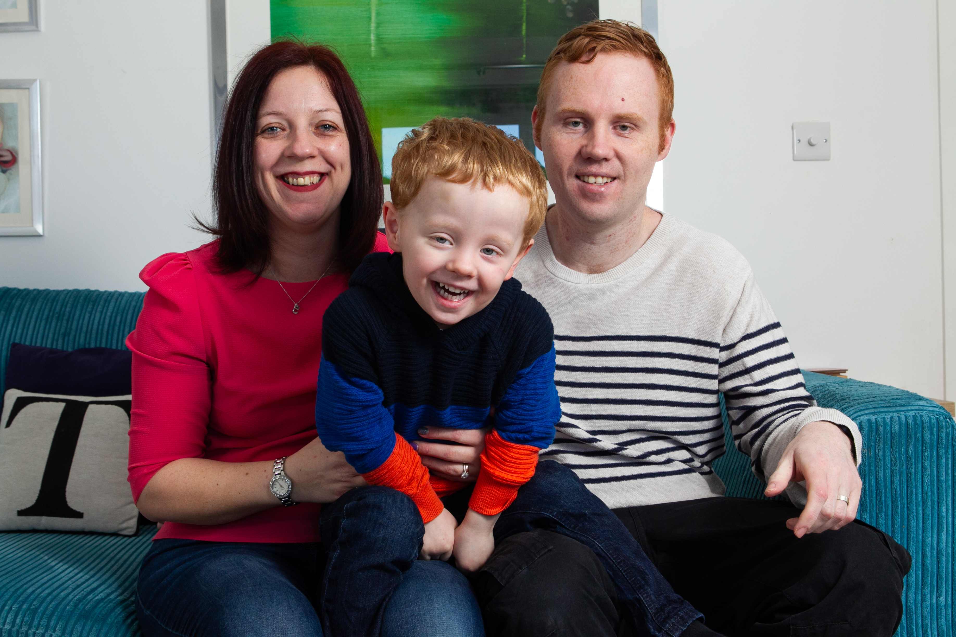 Martin Taylor with his wife Fiona and son, Cohen. Martin has Parkinsons Disease, but is upbeat about his condition, as he tells in a BBC Alba documentary about it. Location: Edinburgh