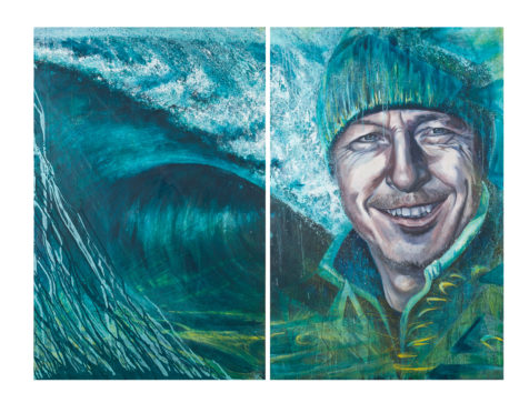 Laura Maynard paints diptychs of local Hebridean surfers for new exhibition, Wave Migration.