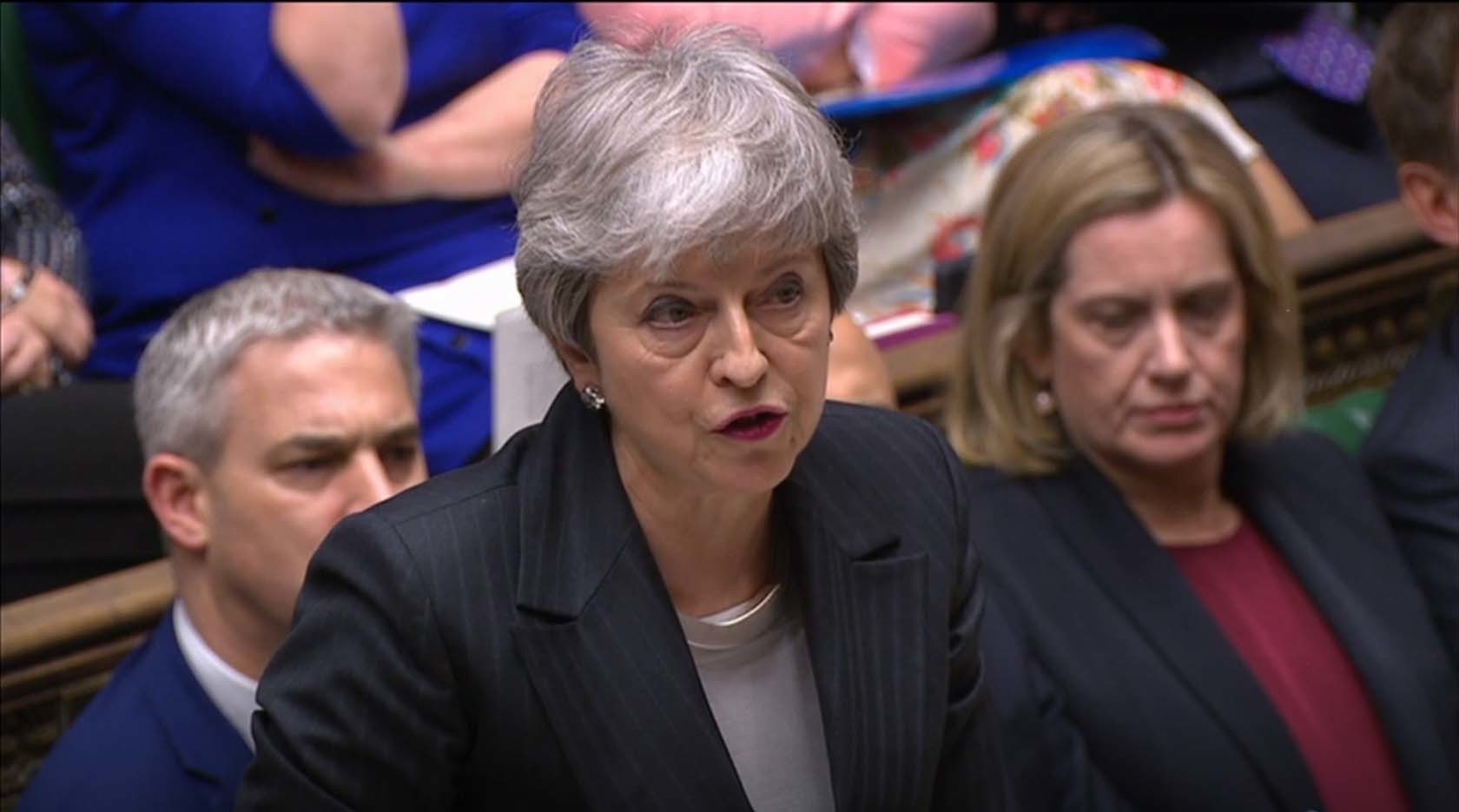 Prime Minister Theresa May speaks during Prime Minister's Questions