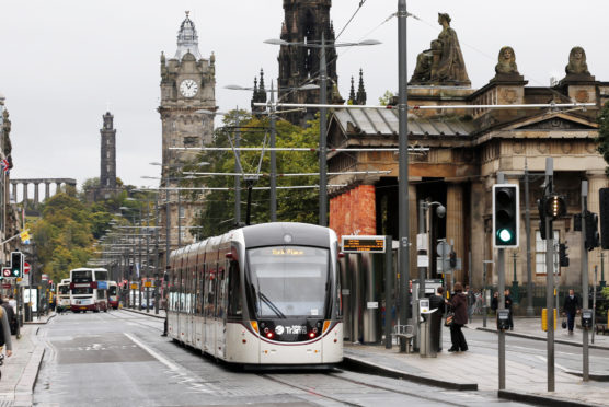 A tram on Edinburgh's Princes Street