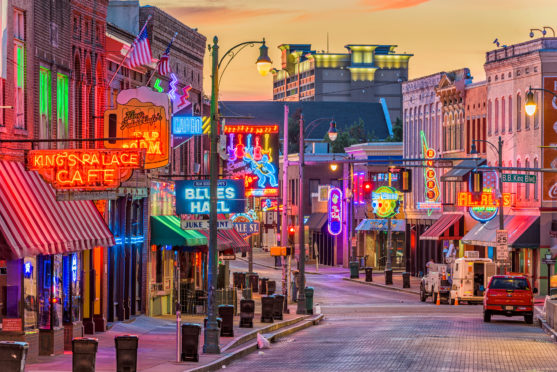 The neon lights of Beale Street