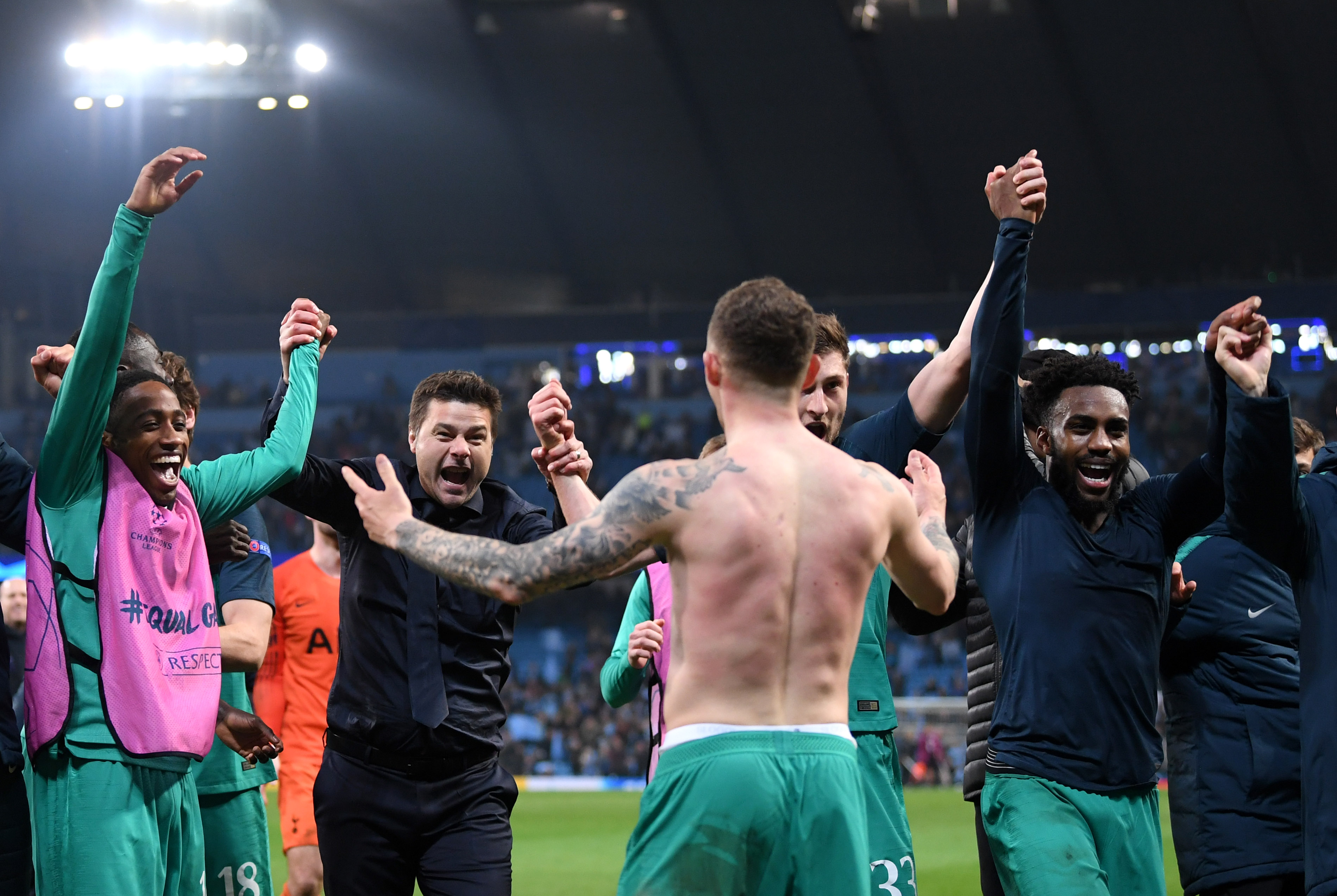 Celebration for Spurs in dramatic scenes at the end of the game