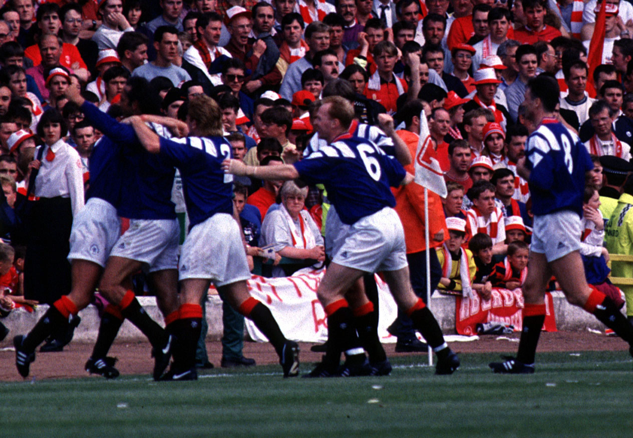 Games with Aberdeen used to cause Mark Hateley (left) and his Rangers team-mates off-field problems, such as having to avoid nail-studded golf balls thrown on to the pitch