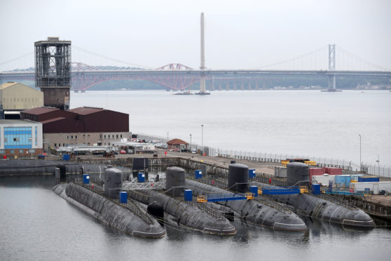 Decommissioned nuclear submarines at Rosyth Dockyard, Fife