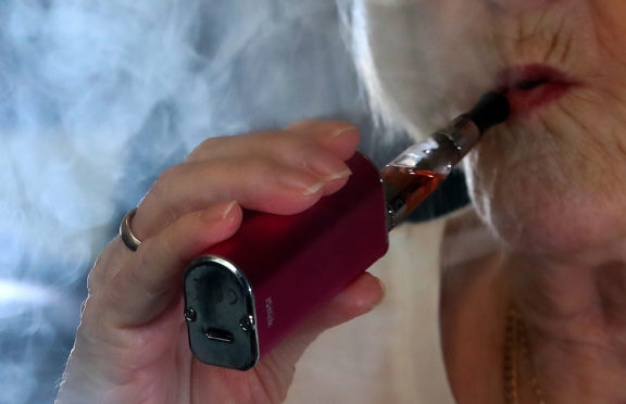 A woman vaping