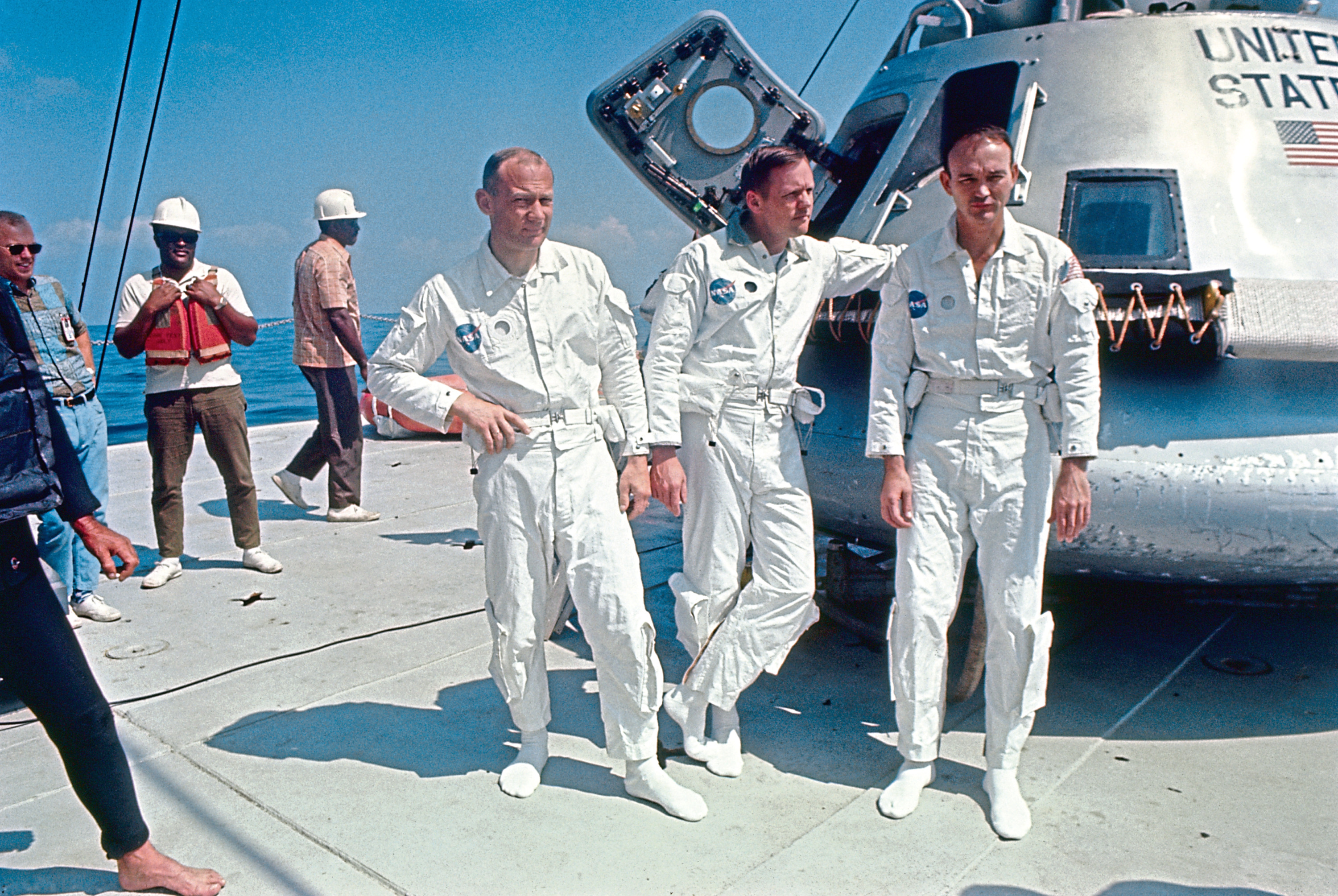 Apollo 11 astronauts Buzz Aldrin, Neil Armstrong and Michael Collins training in Houston ahead of their expedition to the moon