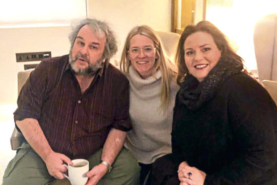 Peter Jackson (left) and Philippa Boyens (right) with Edith Bowman for her Soundtracking podcast