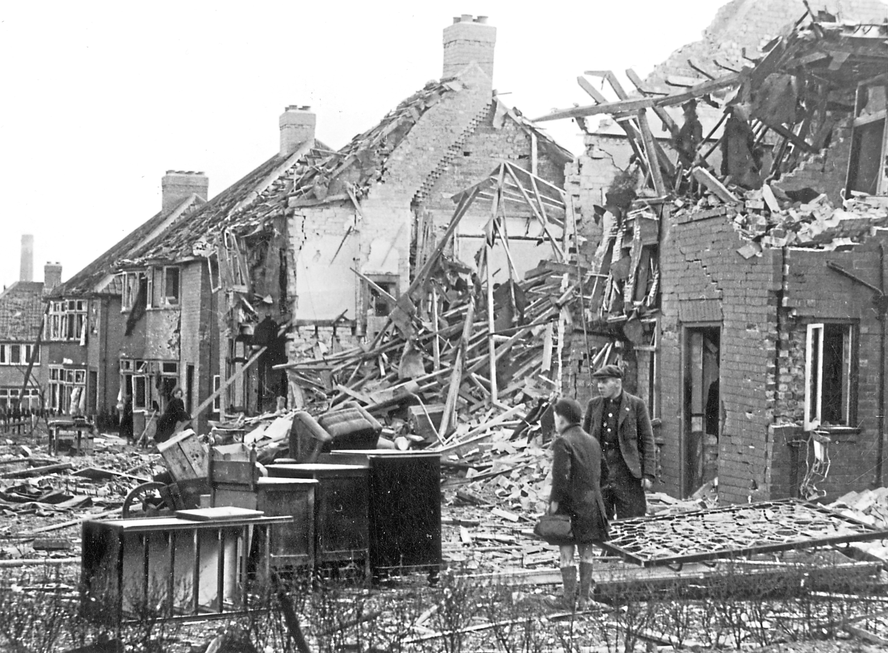 1st May 1942:  A house in York is reduced to rubble by a World War II 'Baedeker' raid, one of a series of German air raids on British cities of cultural significance.