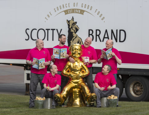 Scotty Brand collected together all their 'Wullies' to be pictured with Oor Wullie in Airdrie in support of Oor Wullie's Big Bucket Trail.