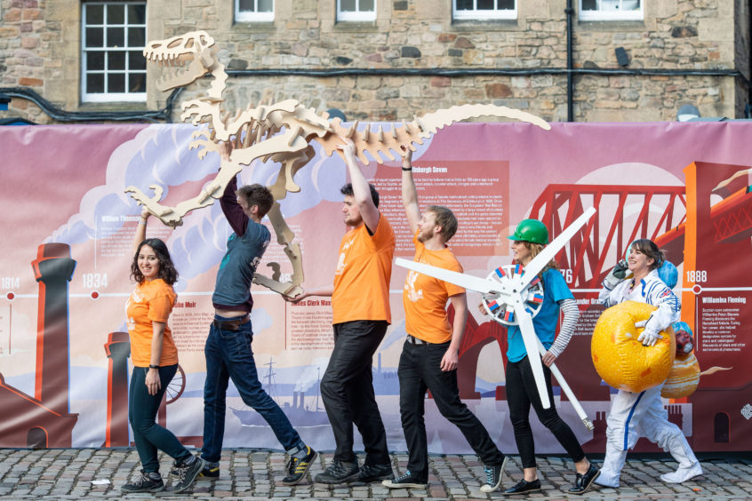 Edinburgh Science Festival staff promote a programme, inspired by the 50th anniversary of Moon landing, which celebrates a variety of scientific frontiers
