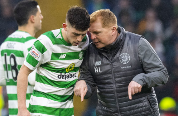 Celtic Manager Neil Lennon (right) and Ryan Christie