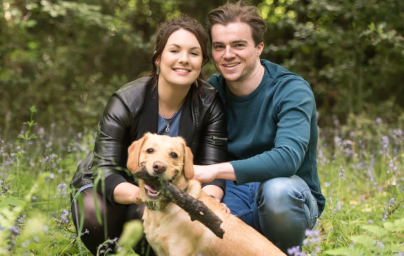 Anna and Ross with Rab the dog