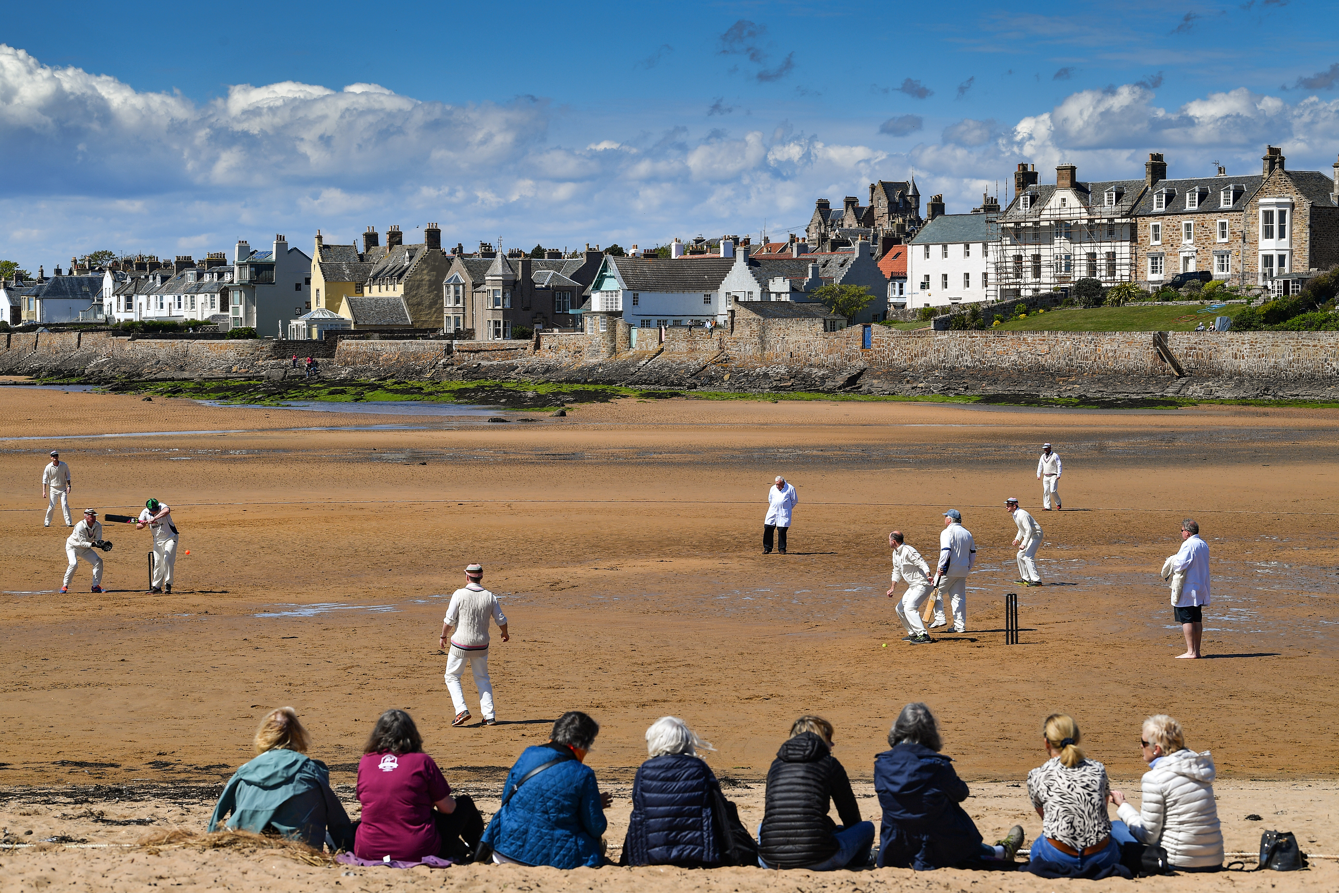 The Ship Inn cricketers from Elie, in Fife, the only team in the UK to play their matches on a beach, open the season against the Borderers
