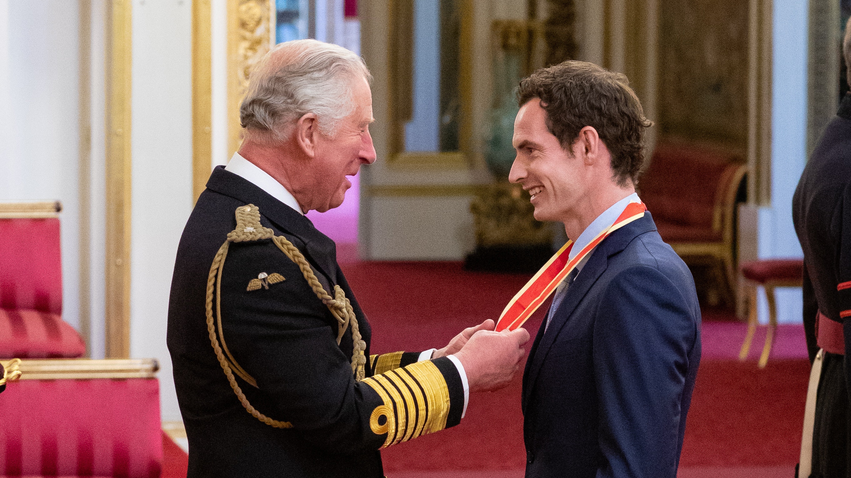 Sir Andy Murray receives his knighthood from the Prince of Wales