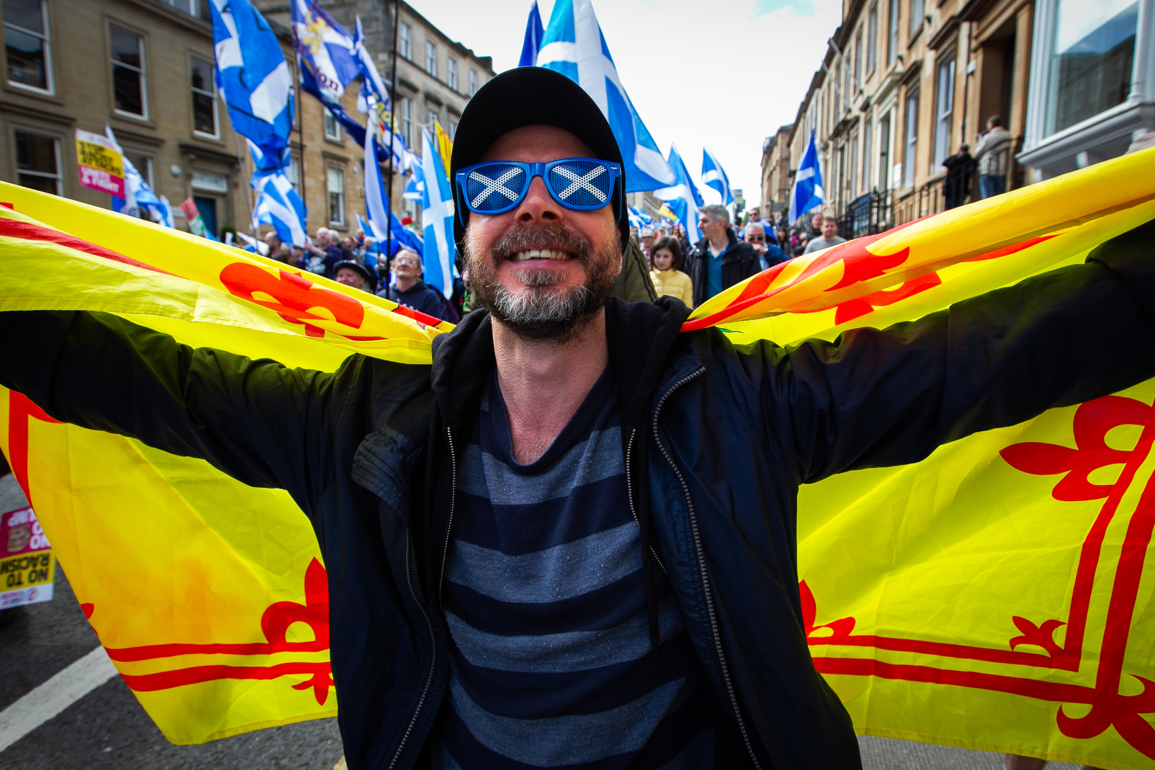 An independence supporter takes part in the march
